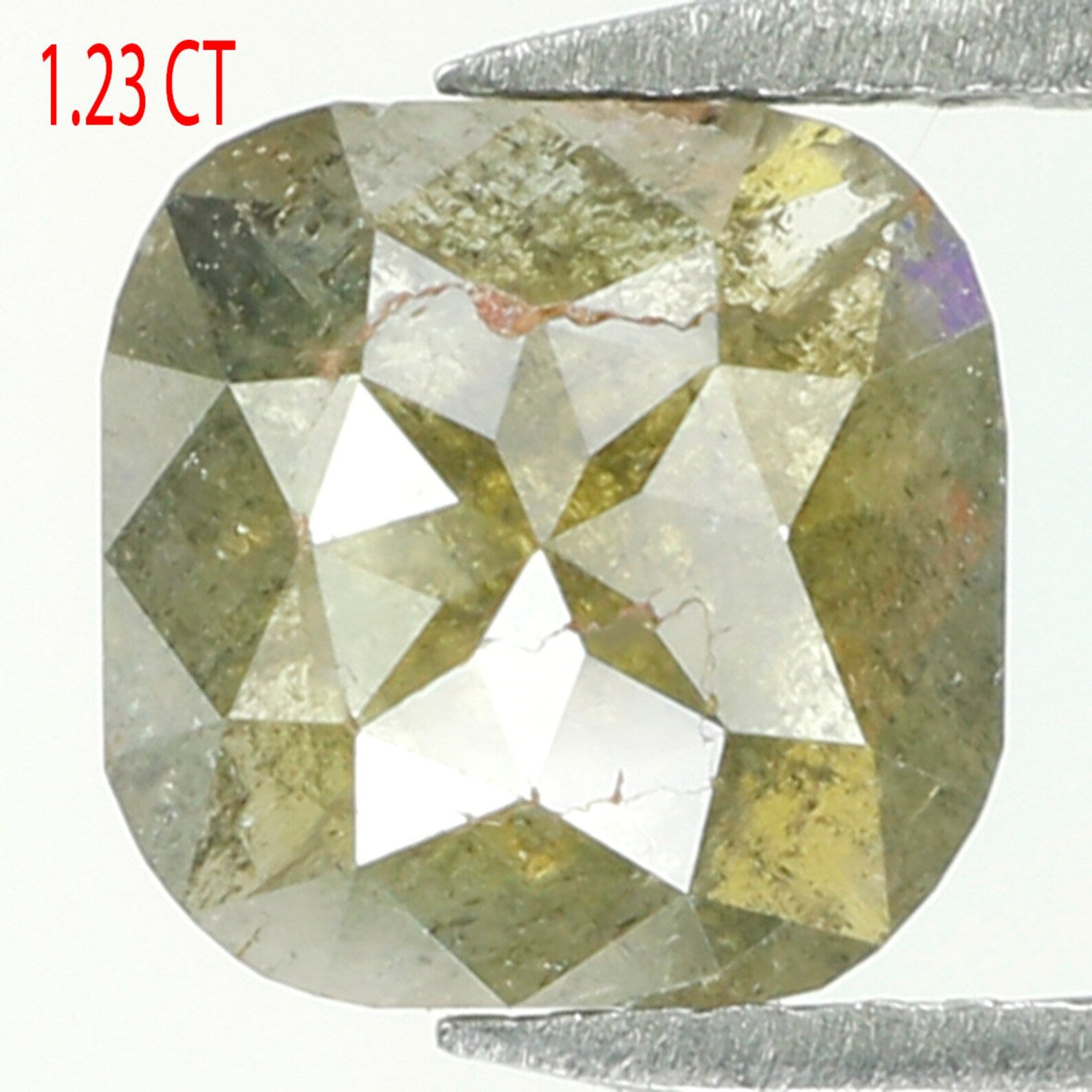 1.23 Ct Natural Loose Diamond, Cushion Diamond, Green Diamond, Grey Diamond, Polished Diamond, Real Diamond, Rustic Diamond N9657