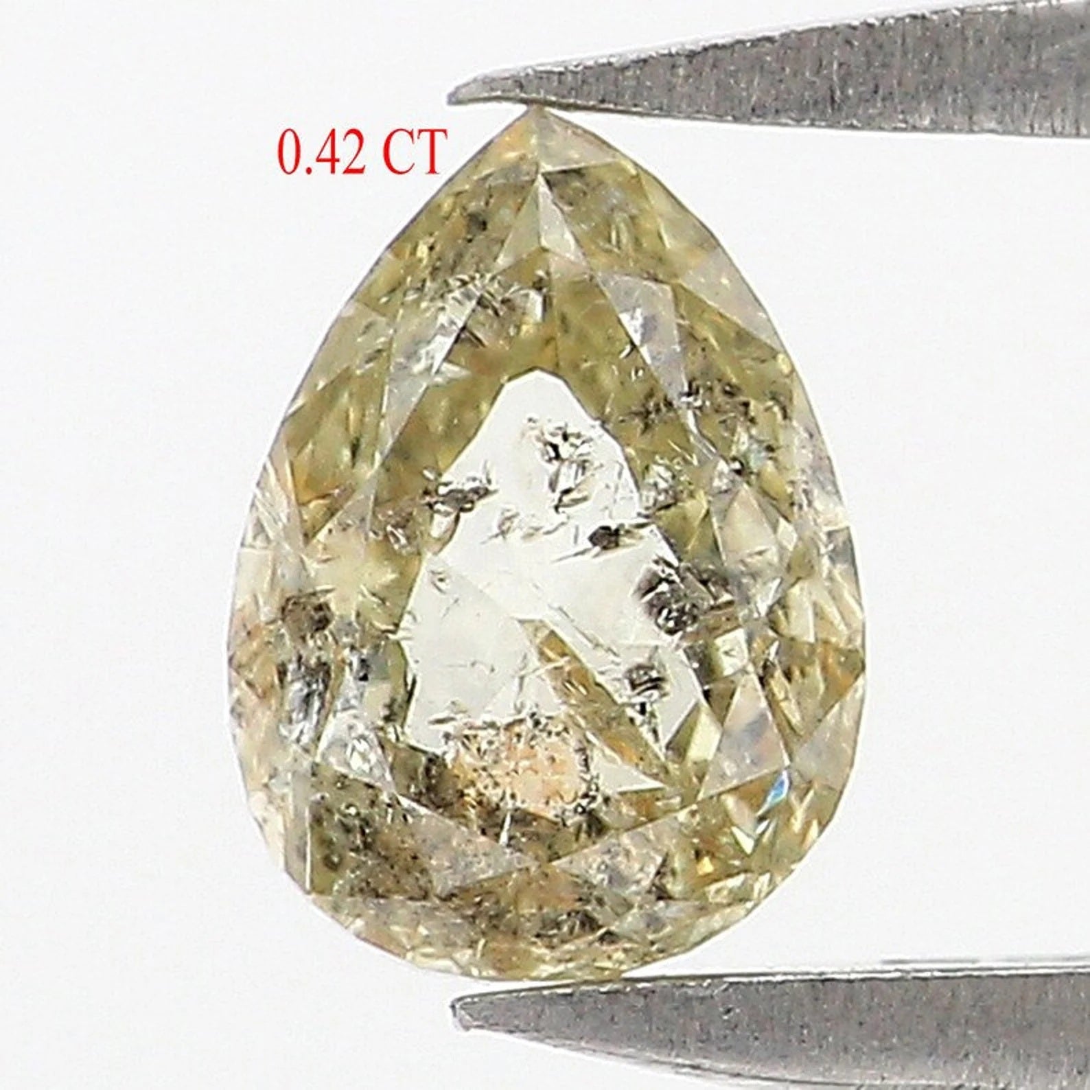 0.42 Ct Natural Loose Pear Shape Diamond Yellow Green Color Pear Cut Diamond 5.55 MM Natural Yellow Green Color Pear Rose Cut Diamond NQ129
