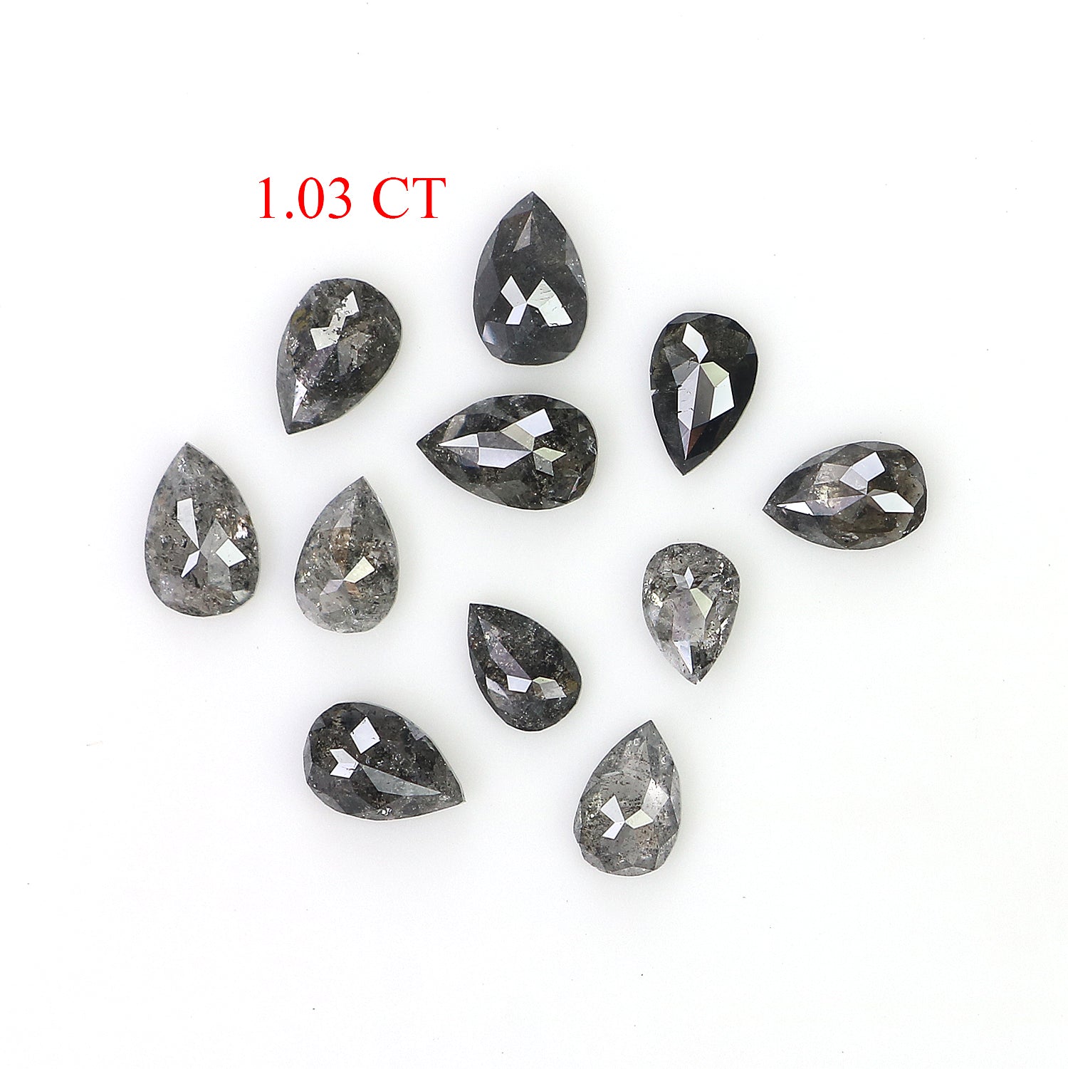 1.03 CT Natural Loose Pear Shape Diamond Salt And Pepper Pear Cut Diamond 3.15 MM Natural Black Grey Diamond Pear Rose Cut Diamond LQ2912