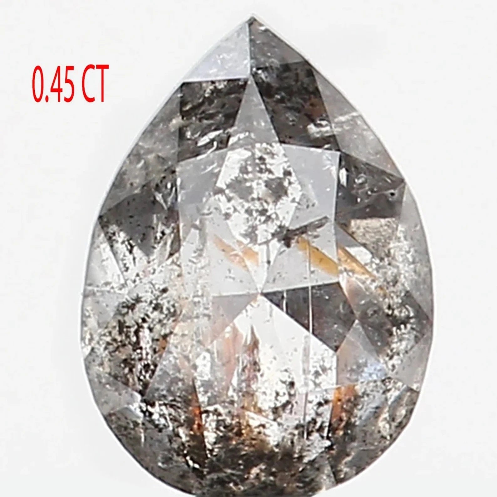0.45 Ct Natural Loose Pear Shape Diamond Salt Pepper Pear Cut Diamond 5.75 MM Natural Loose Black Grey Color Pear Rose Cut Diamond NQ940
