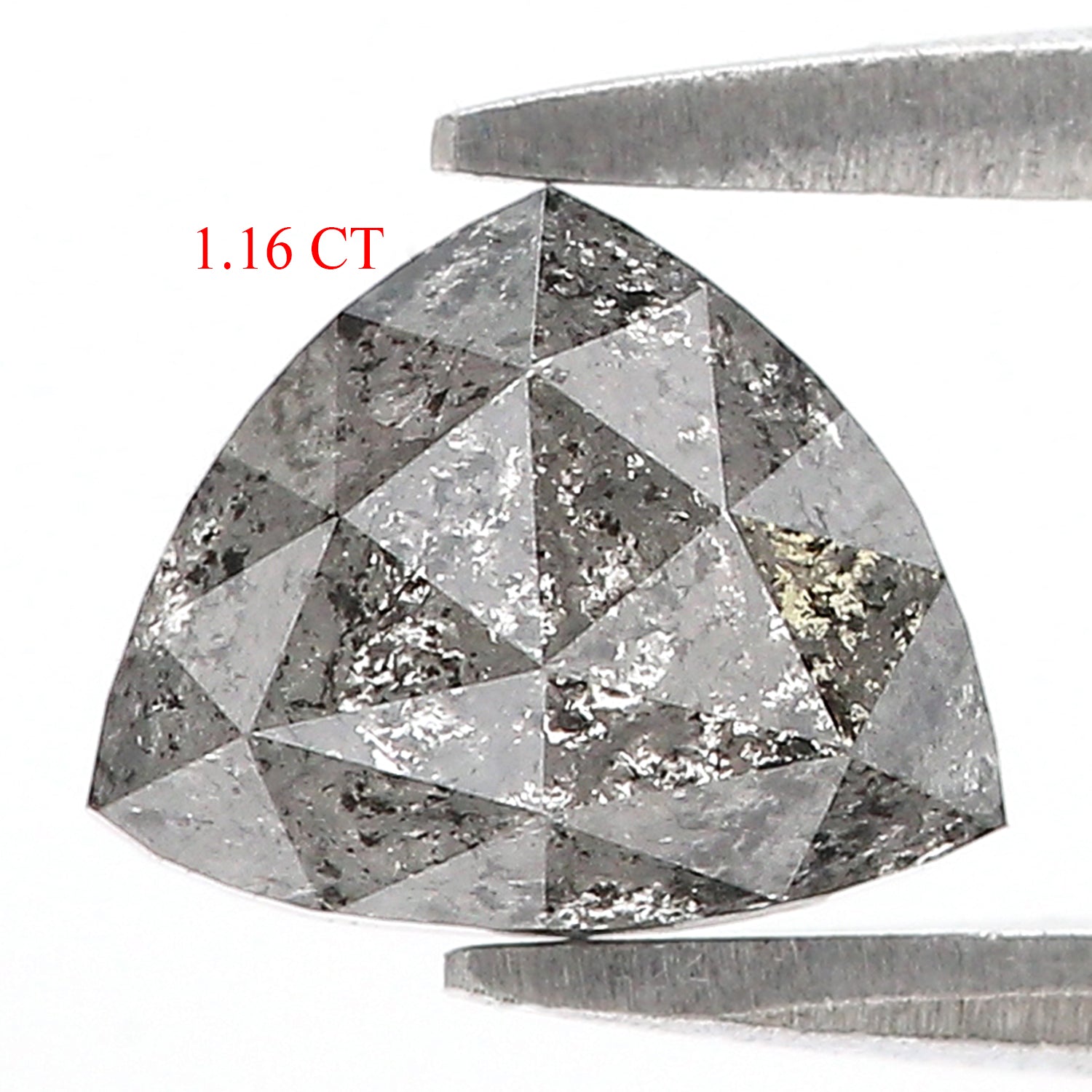 1.16 CT Natural Loose Triangle Shape Diamond Salt And Pepper Triangle Cut Diamond 6.35 MM Natural Black Grey Color Triangle Diamond L3500