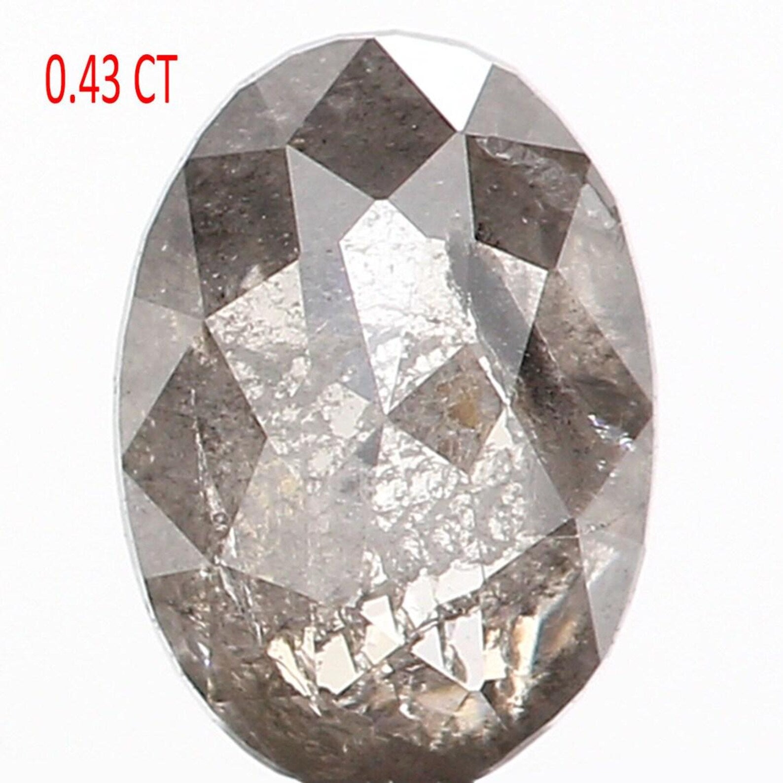 0.43 Ct Natural Loose Oval Cut Diamond Salt And Pepper Oval Cut Diamond 5.45 MM Natural Loose Black Grey Color Oval Rose Cut Diamond NQ999