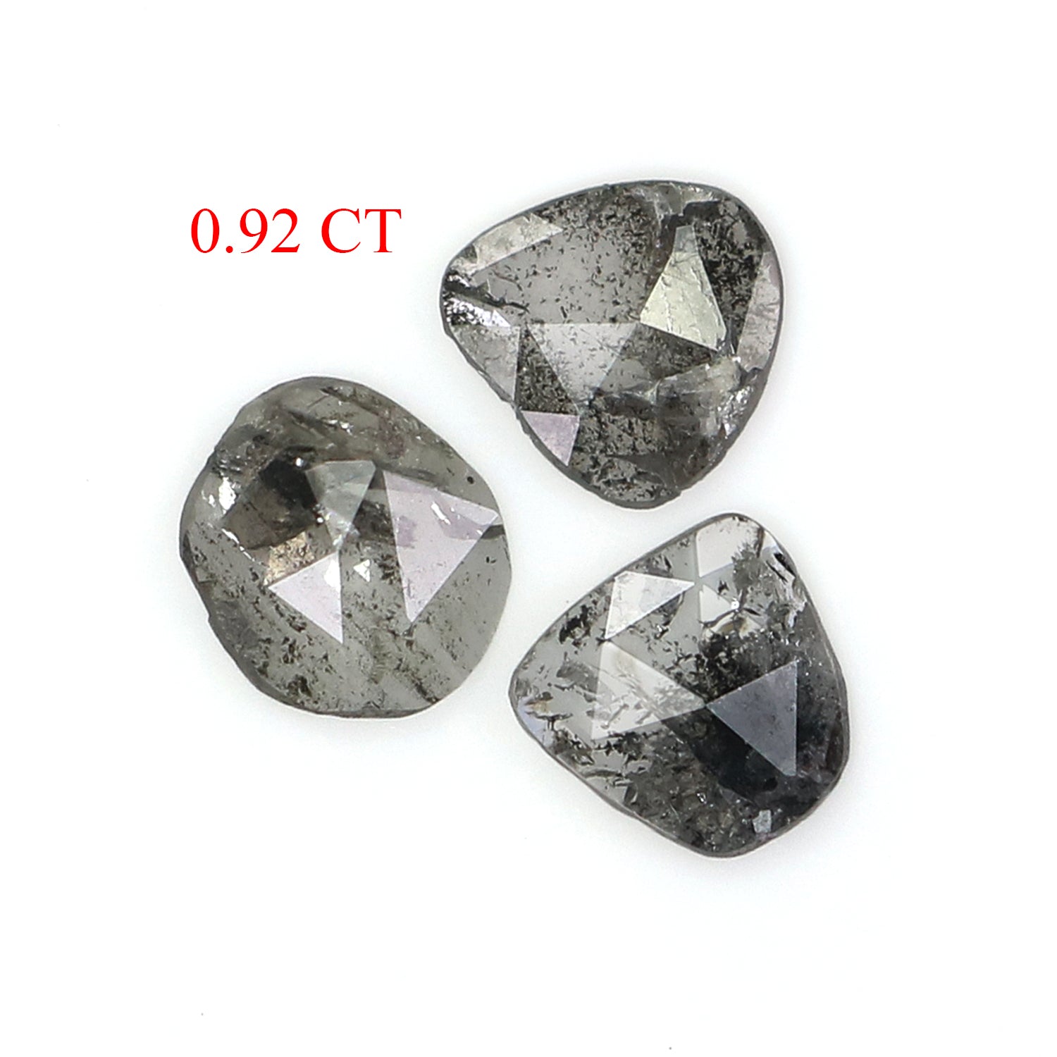 0.92 CT Natural Loose Slice Shape Diamond Salt And Pepper Slice Uncut Diamond 5.95 MM Natural Black Grey Diamond Irregular Cut Diamond L3514