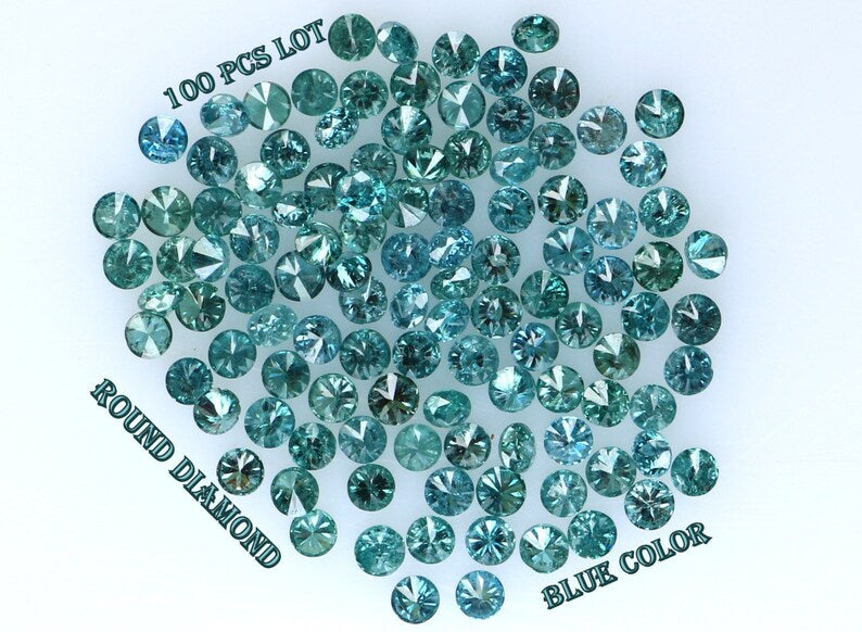 Natural Loose Diamond Round Blue Color I1-I3 Clarity 0.90 to 1.00 MM 100 Pcs Lot NQ537-1