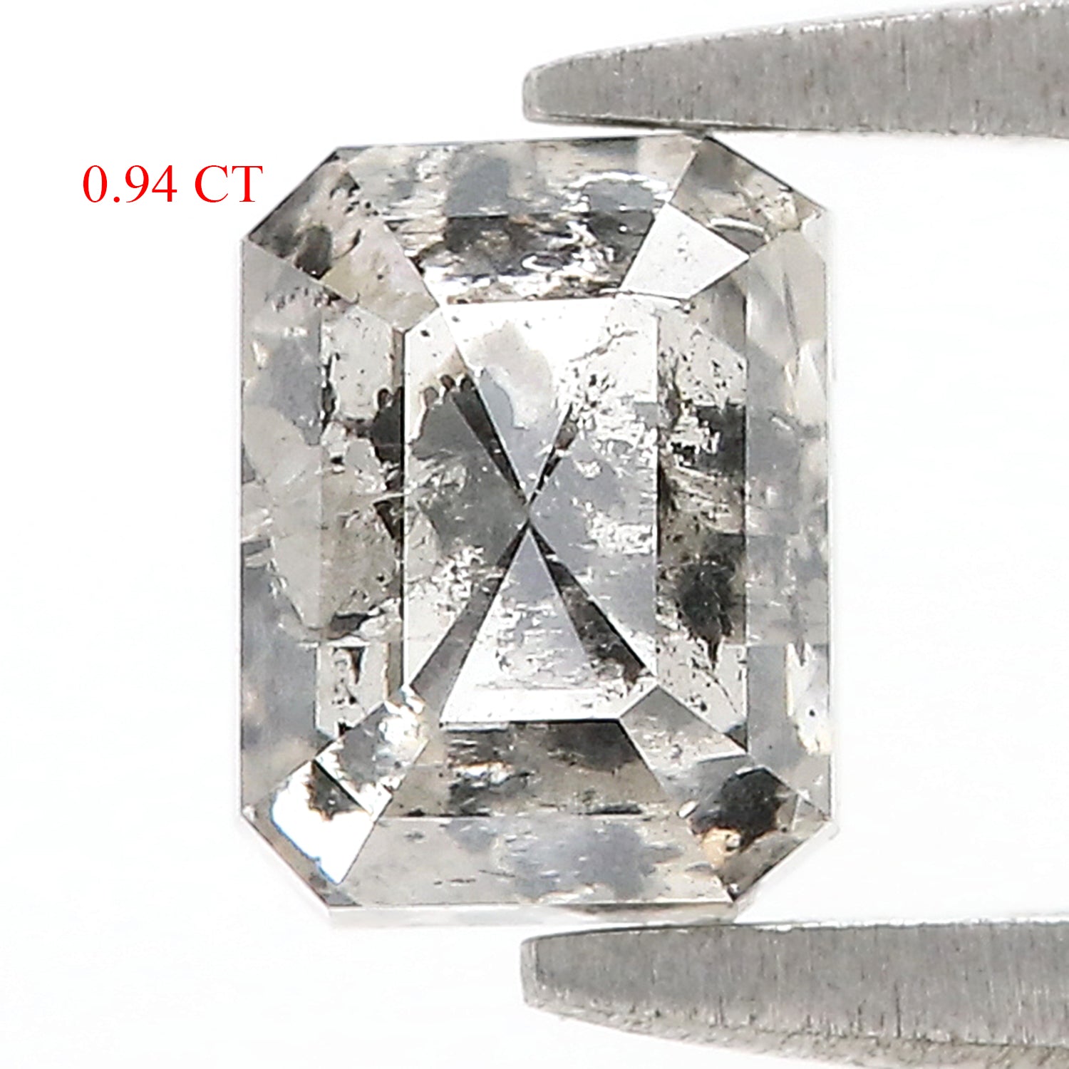 0.94 CT Natural Loose Emerald Shape Diamond Salt And Pepper Emerald Cut Diamond 5.90 MM Natural Black Grey Emerald Rose Cut Diamond QL9559