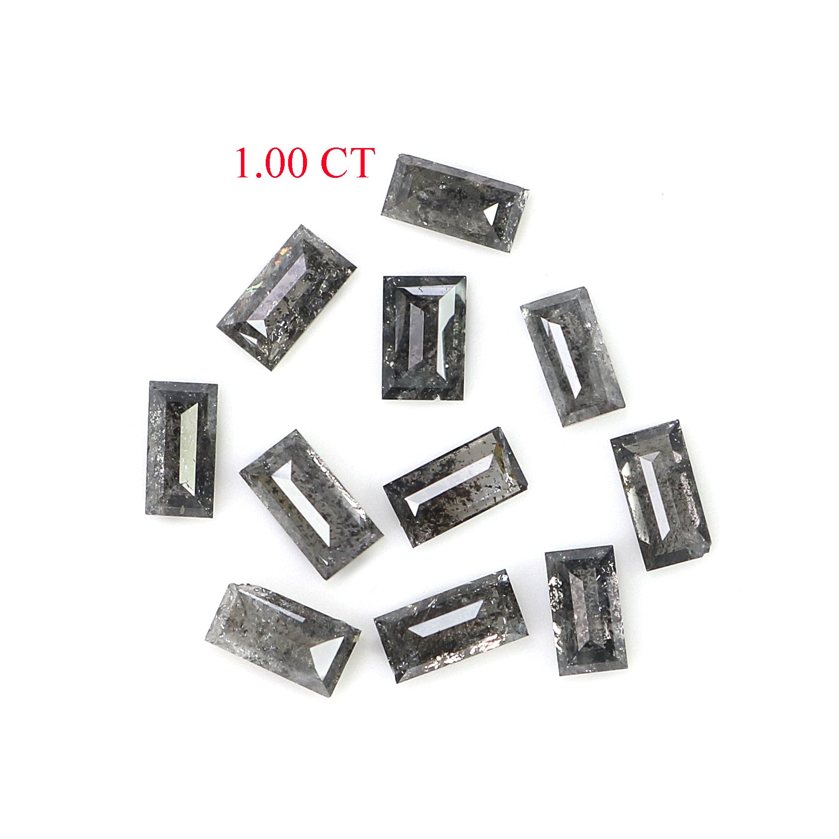1.00 CT Natural Loose Baguette Cut Diamond Salt And Pepper Baguette Diamond 3.30 MM Natural Black Grey Color Baguette Rose Cut Diamond N1803