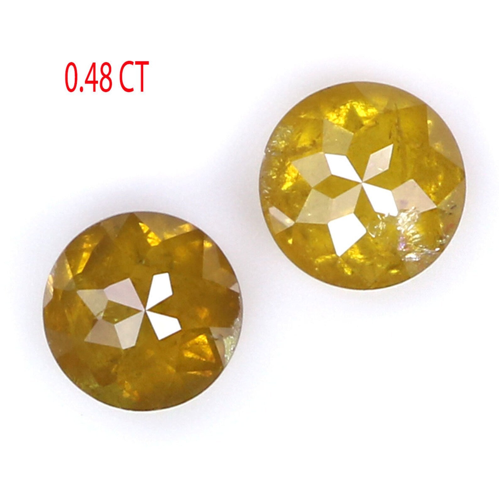 Natural Loose Rose Cut Coffee Yellow Color Diamond 0.48 CT 3.60 MM Round Rose Cut Shape Diamond N6520
