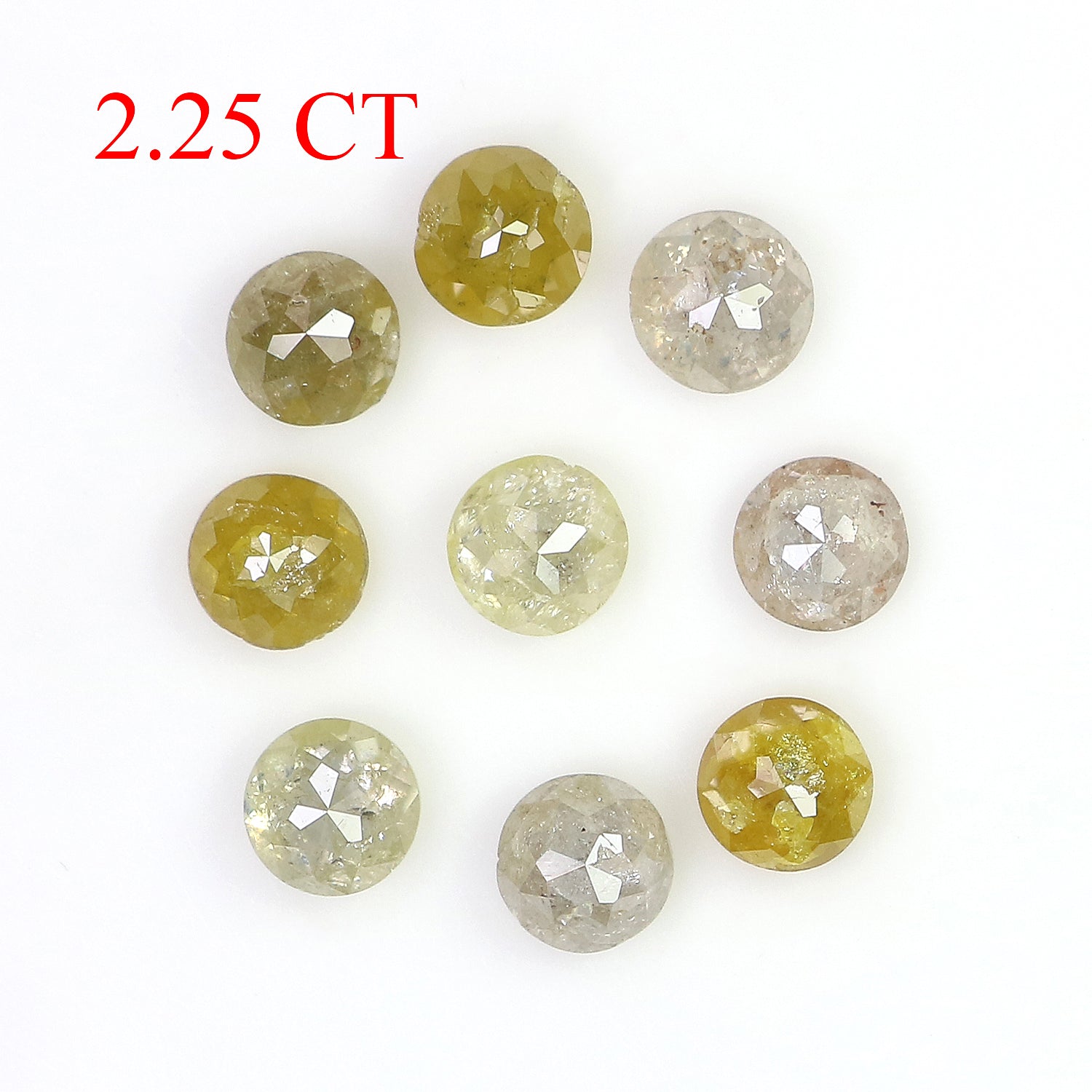 2.25 CT Natural Loose Round Rose Cut Diamond Grey Color Round Shape Diamond 3.50 MM Natural Loose Yellow Color Round Rose Cut Diamond LQ1704