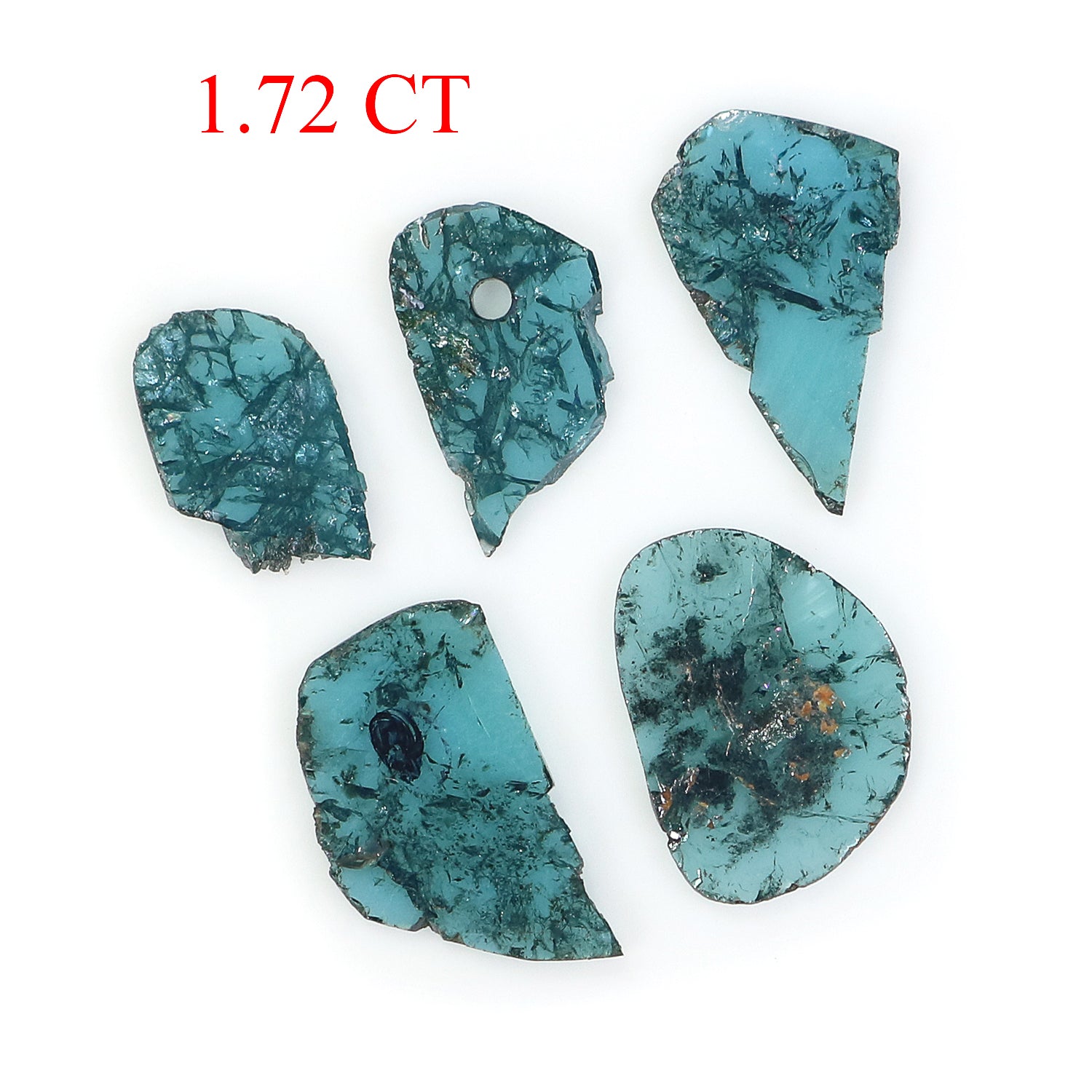 1.72 CT Natural Loose Slice Shape Diamond Blue Color Slice Cut Diamond 9.75 MM Natural Loose Blue Diamond Slice Irregular Cut Diamond N2608