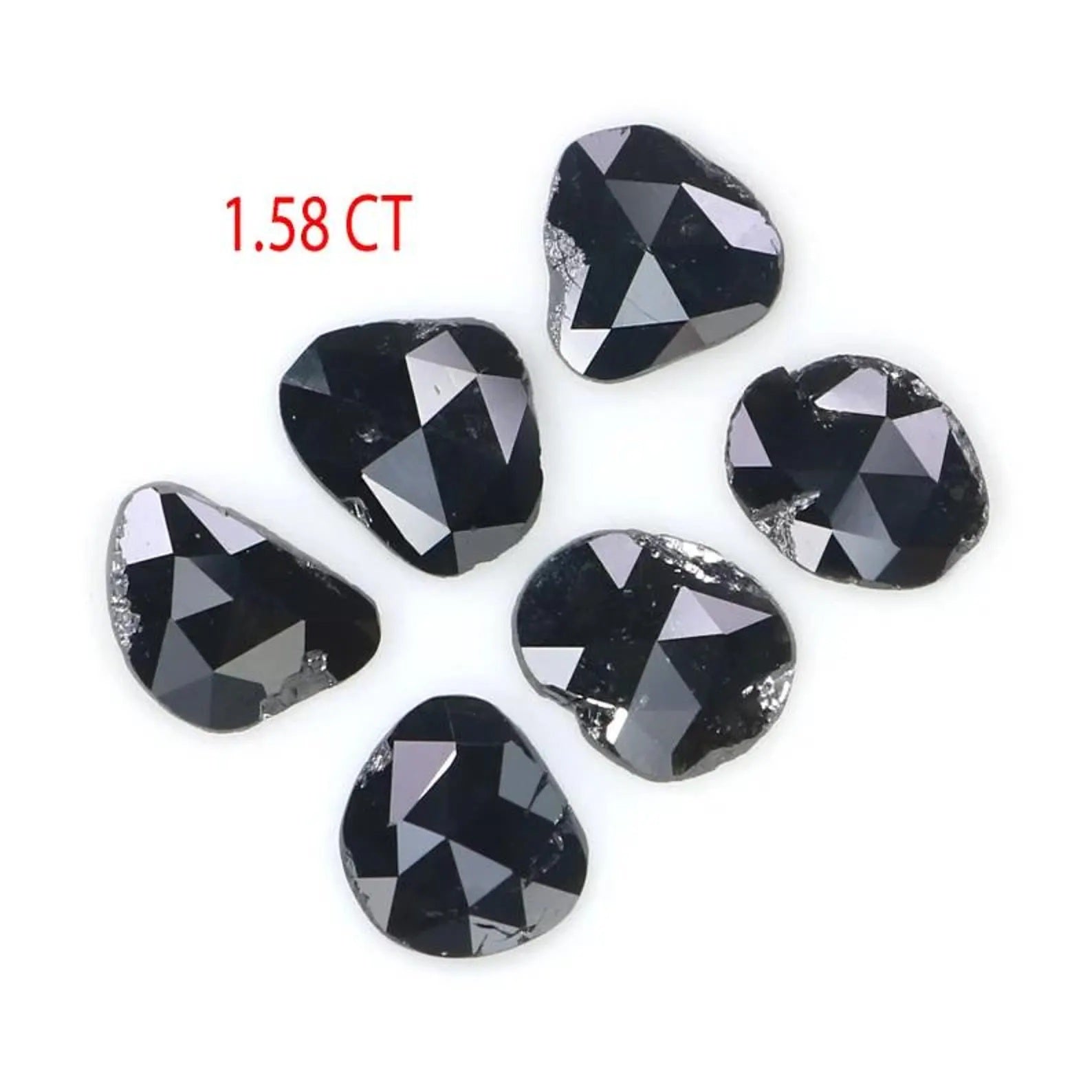 1.58 CT Natural Loose Slice Shape Diamond Black Color Irregular Diamond 6.15 MM Natural Diamond Black Color Slice Rose Cut Diamond NQ2190
