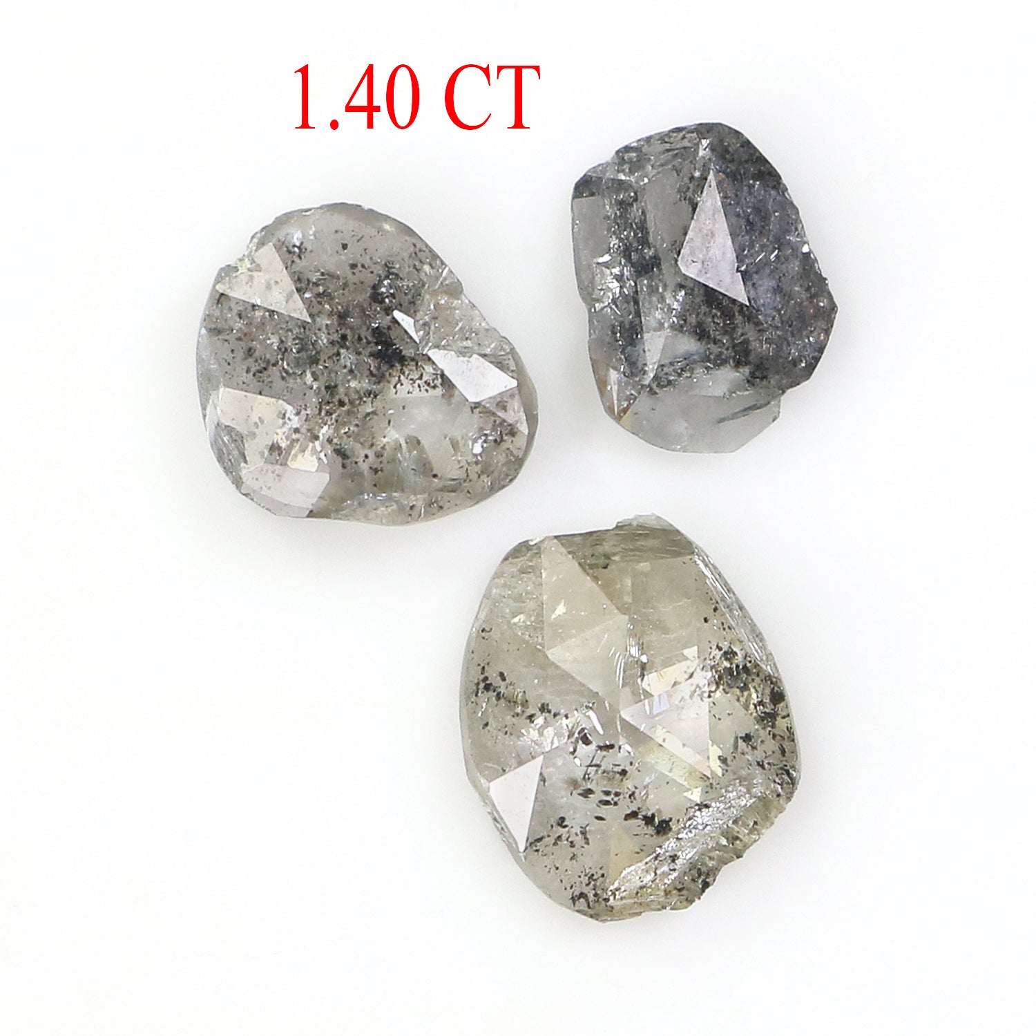 1.40 Ct Natural Loose Slice Shape Diamond Salt And Pepper Slice Cut Diamond 6.85 MM Natural Black Grey Diamond Irregular Cut Diamond L3455