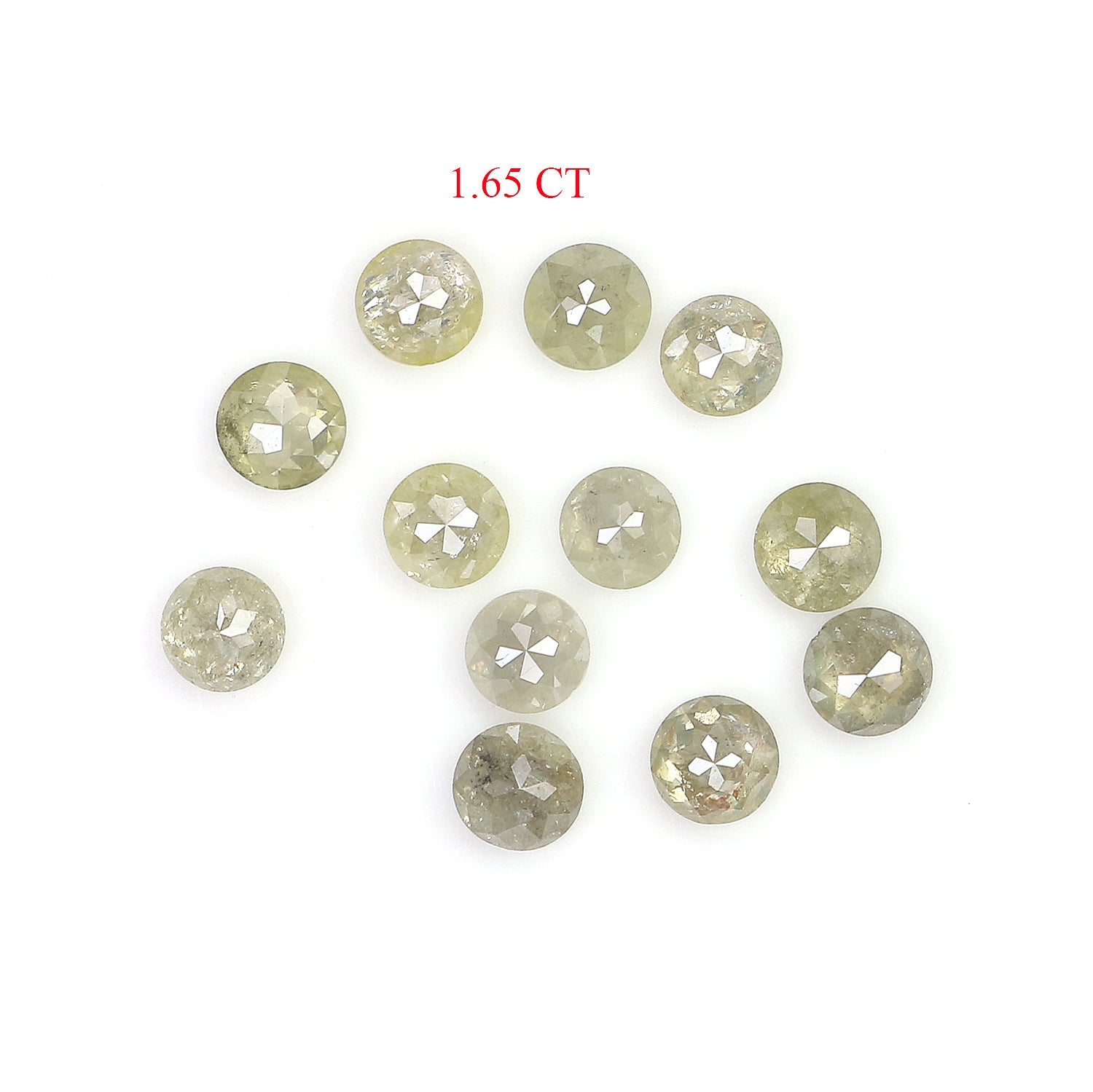 1.65 CT Natural Loose Round Rose Cut Diamond Grey Color Round Shape Diamond 3.05 MM Natural Loose Green Color Round Rose Cut Diamond KQ950