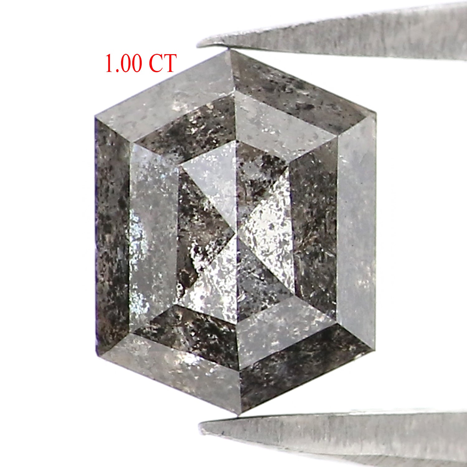 1.00 CT Natural Loose Hexagon Cut Diamond Salt And Pepper Hexagon Diamond 6.45 MM Natural Loose Black Grey Color Hexagon Cut Diamond LQ2964