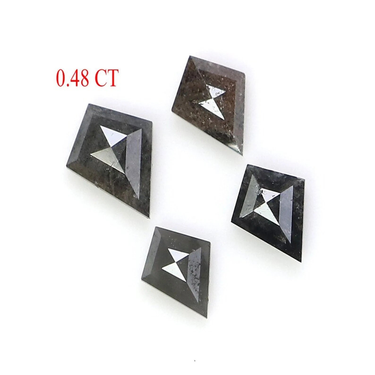 0.48 CT Natural Loose Kite Shape Diamond Salt And Pepper Kite Diamond 4.90 MM Natural Diamond Black Grey Color Kite Rose Cut Diamond NQ2430