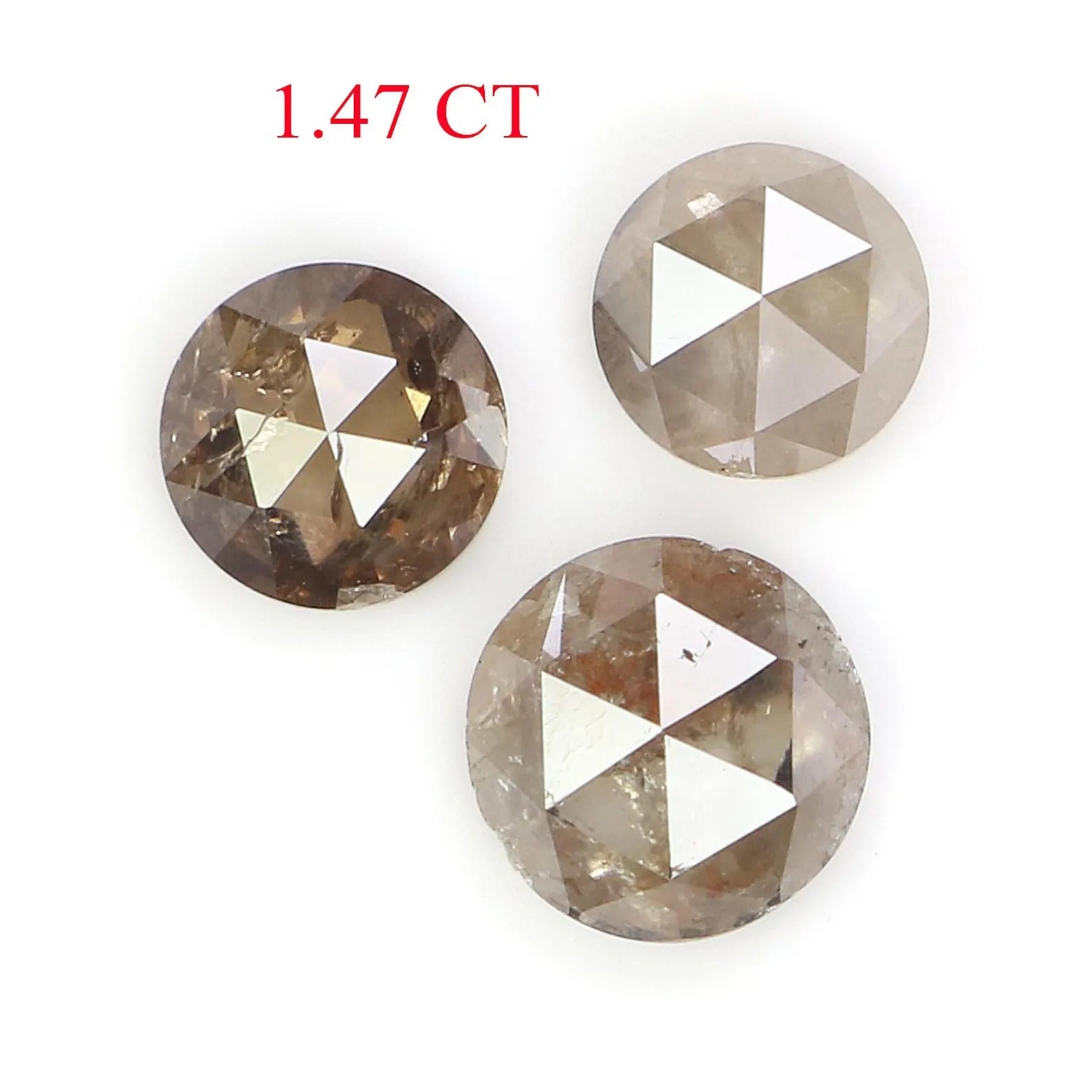 1.47 CT Natural Loose Round Shape Diamond Grey Color Round Cut Diamond 4.40 MM Natural Diamond Brown Color Round Rose Cut Diamond NQ1524