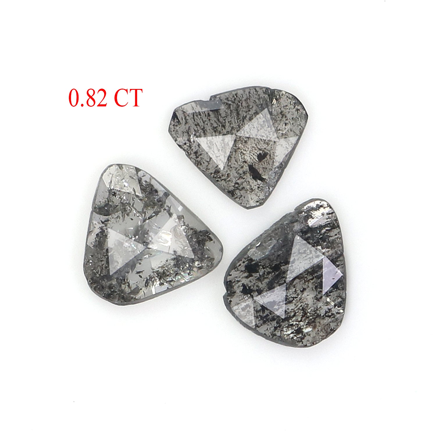 0.82 CT Natural Loose Slice Shape Diamond Salt And Pepper Slice Uncut Diamond 6.30 MM Natural Black Grey Color Slice Rose Cut Diamond N2629