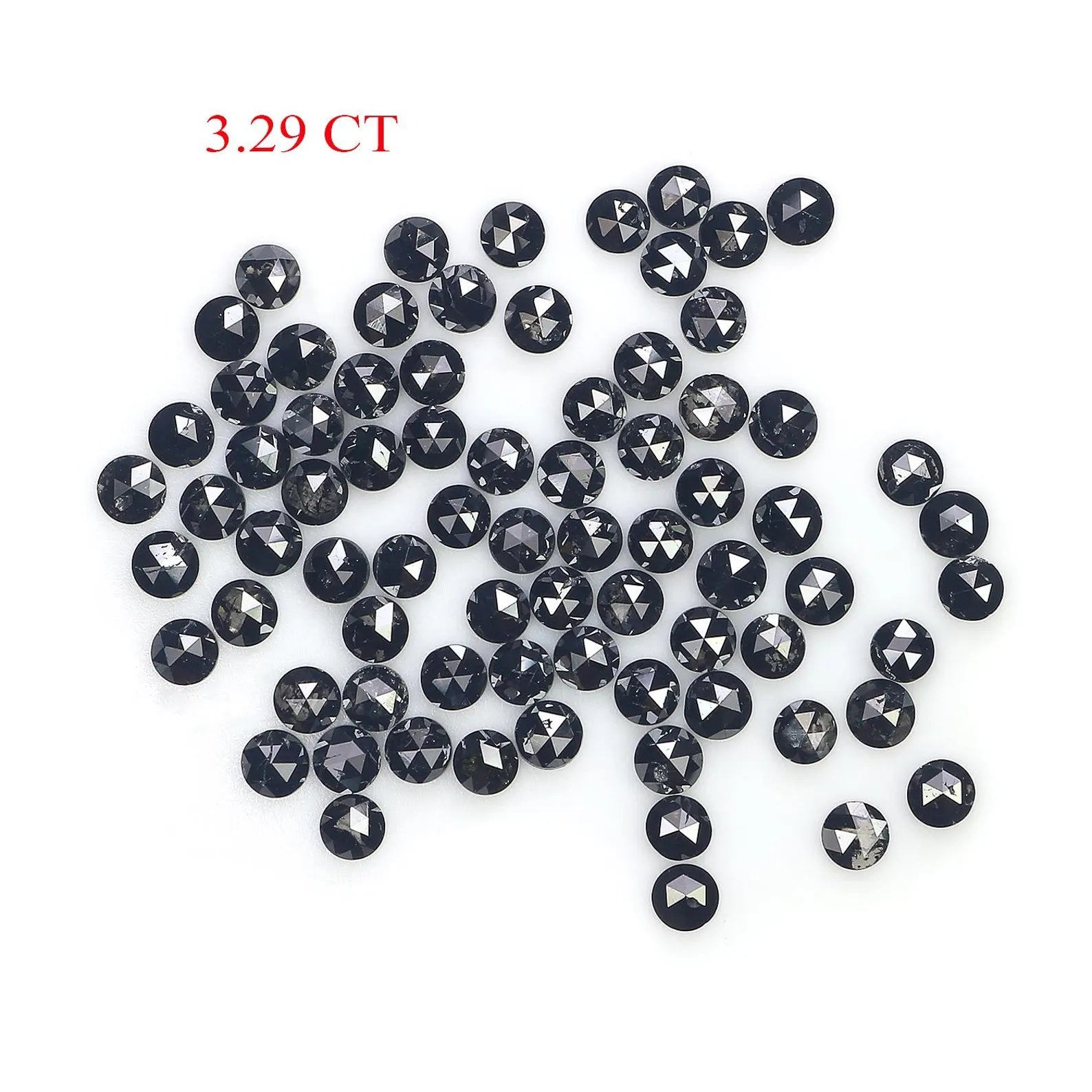 3.29 CT Natural Loose Round Shape Diamond Black Color Round Cut Diamond 2.10 MM Natural Diamond Black Color Round Rose Cut Diamond NQ1813