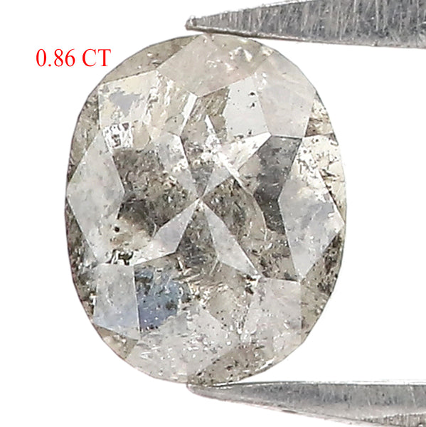 0.86 CT Natural Loose Oval Shape Diamond Salt And Pepper Oval Rose Cut Diamond 5.90 MM Natural Black Grey Color Oval Rose Cut Diamond LQ3027