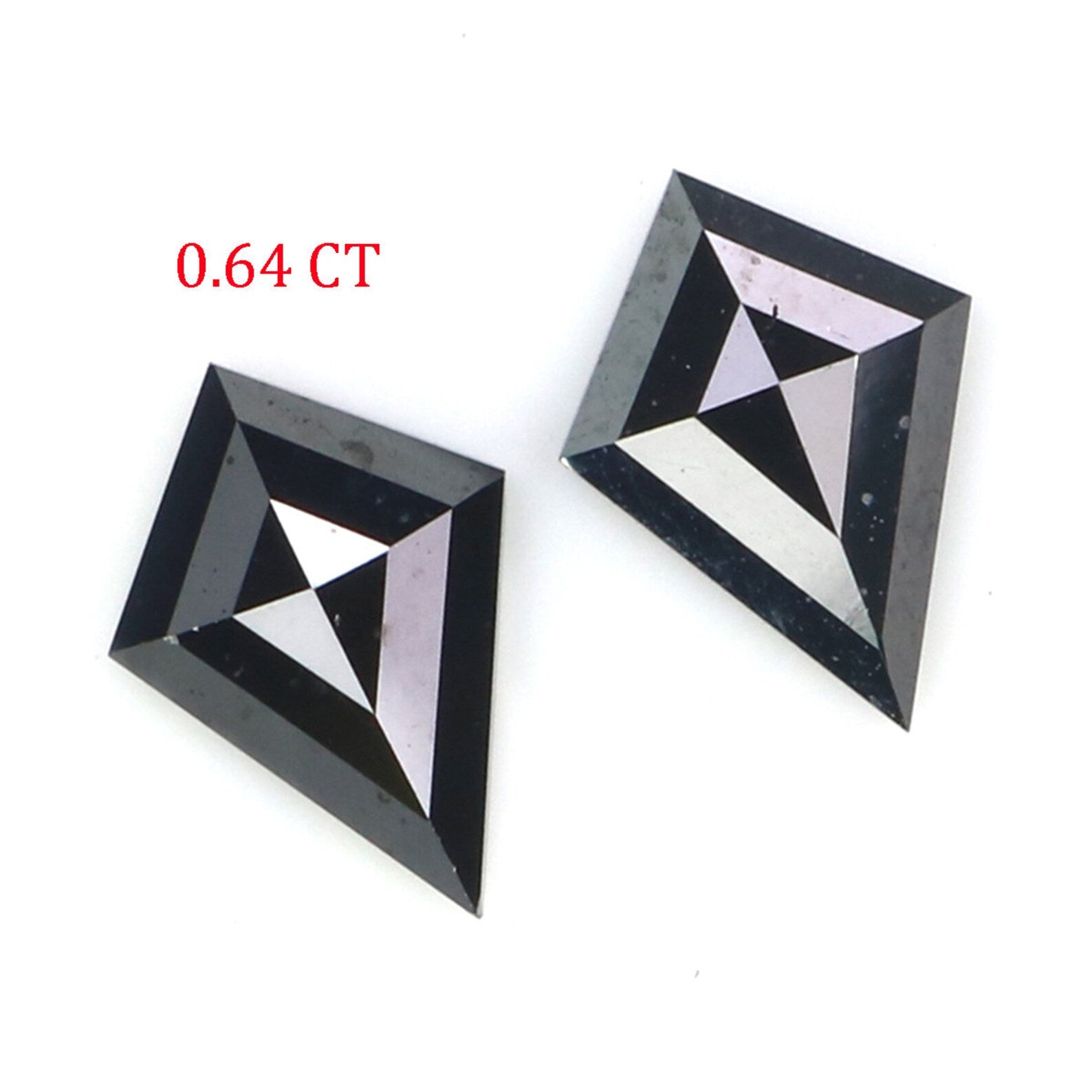 0.64 CT Natural Loose Kite Cut Pair Diamond Black Color Kite Shape Diamond 6.95 MM Natural Black Color Diamond Kite Rose Cut Diamond N2273