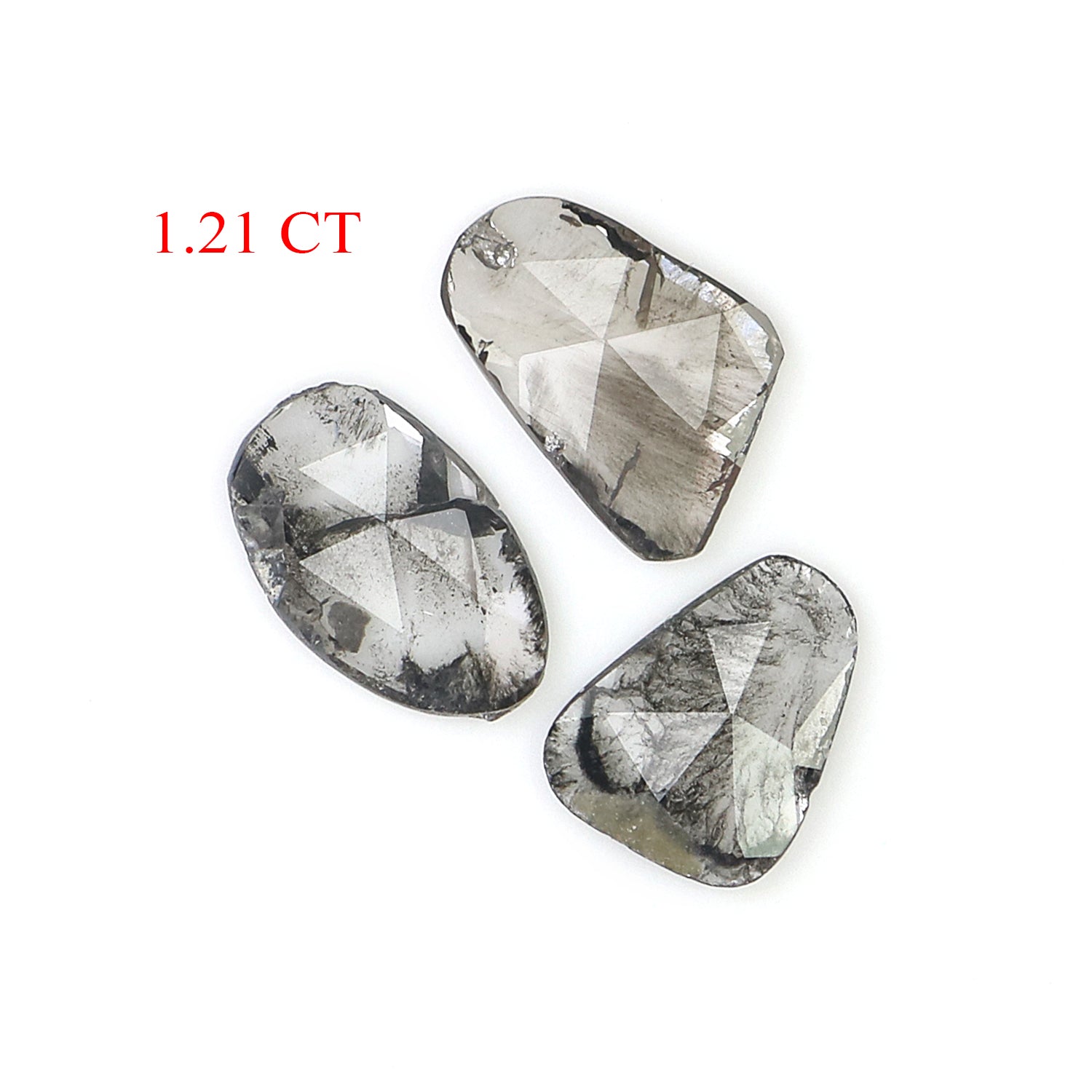 1.21 CT Natural Loose Slice Shape Diamond Salt And Pepper Slice Uncut Diamond 8.65 MM Natural Black Grey Diamond Irregular Cut Diamond L3590
