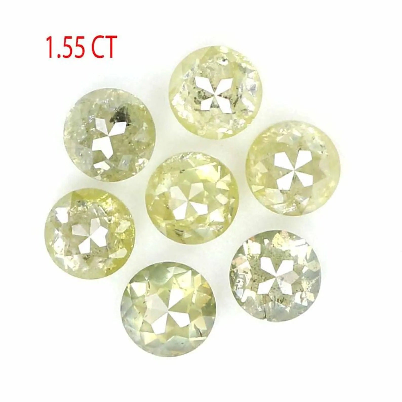 1.55 CT Natural Loose Round Shape Diamond Green Color Round Cut Diamond 3.30 MM Natural Diamond Yellow Color Round Rose Cut Diamond NQ605