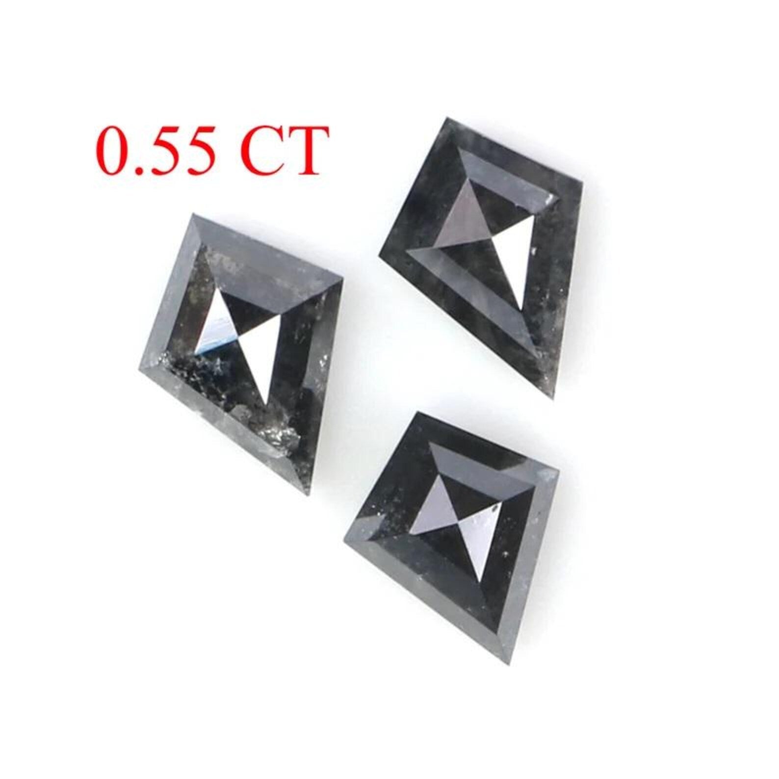 0.55 CT Natural Loose Kite Shape Diamond Salt And Pepper Kite Diamond 5.20 MM Natural Loose Black Gray Color Kite Rose Cut Diamond NQ2354