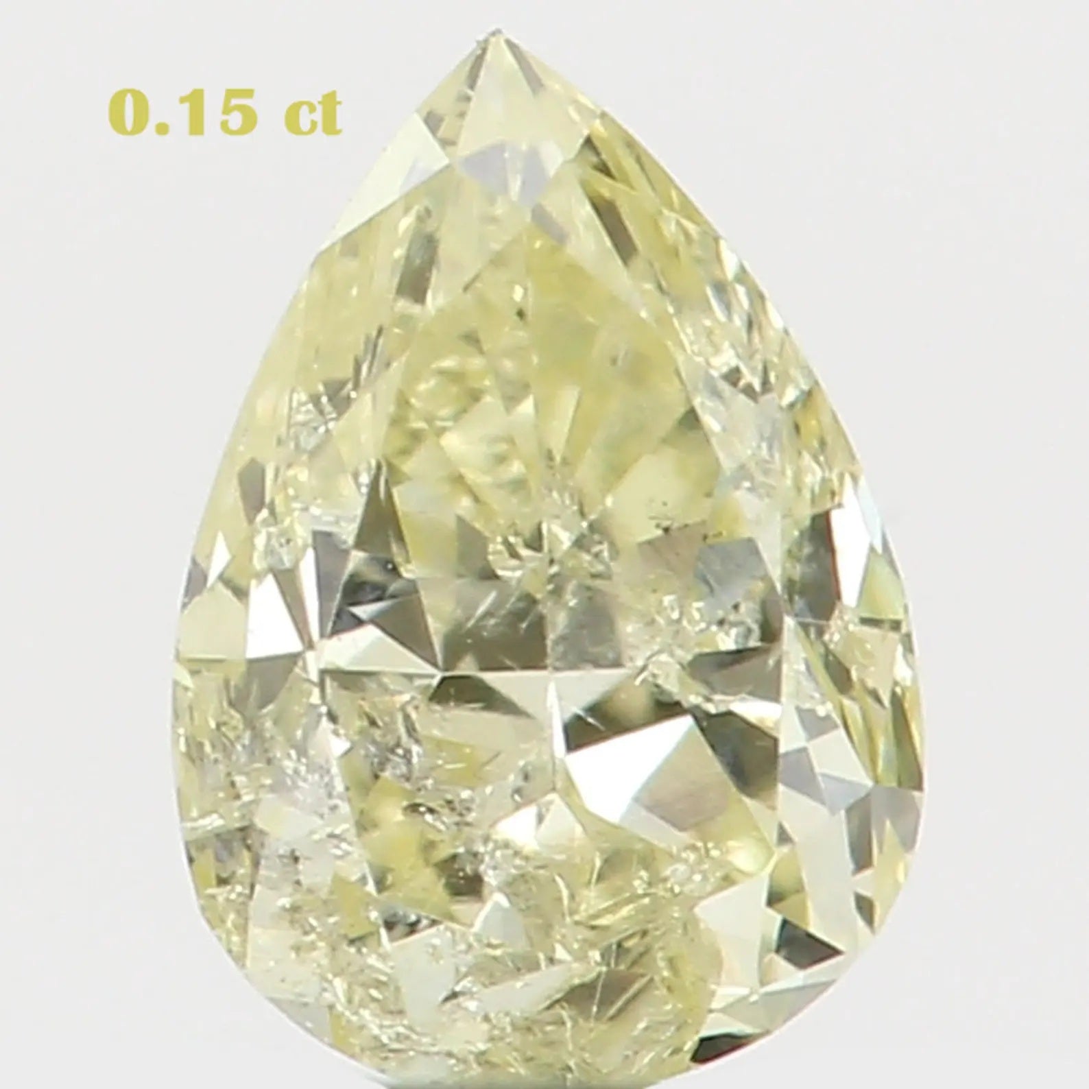 0.15 Ct Natural Loose Diamond Pear Yellow Color I2 Clarity 4.00 MM N7418