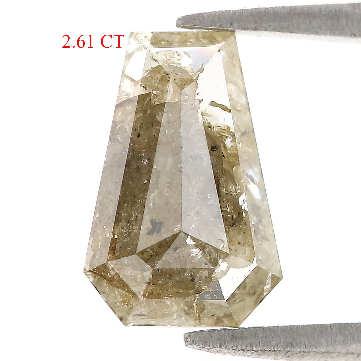 2.61 CT Natural Loose Coffin Cut Diamond Grey Brown Color Coffin Shape Diamond 11.05 MM Natural Loose Diamond Coffin Rose Cut Diamond QL400
