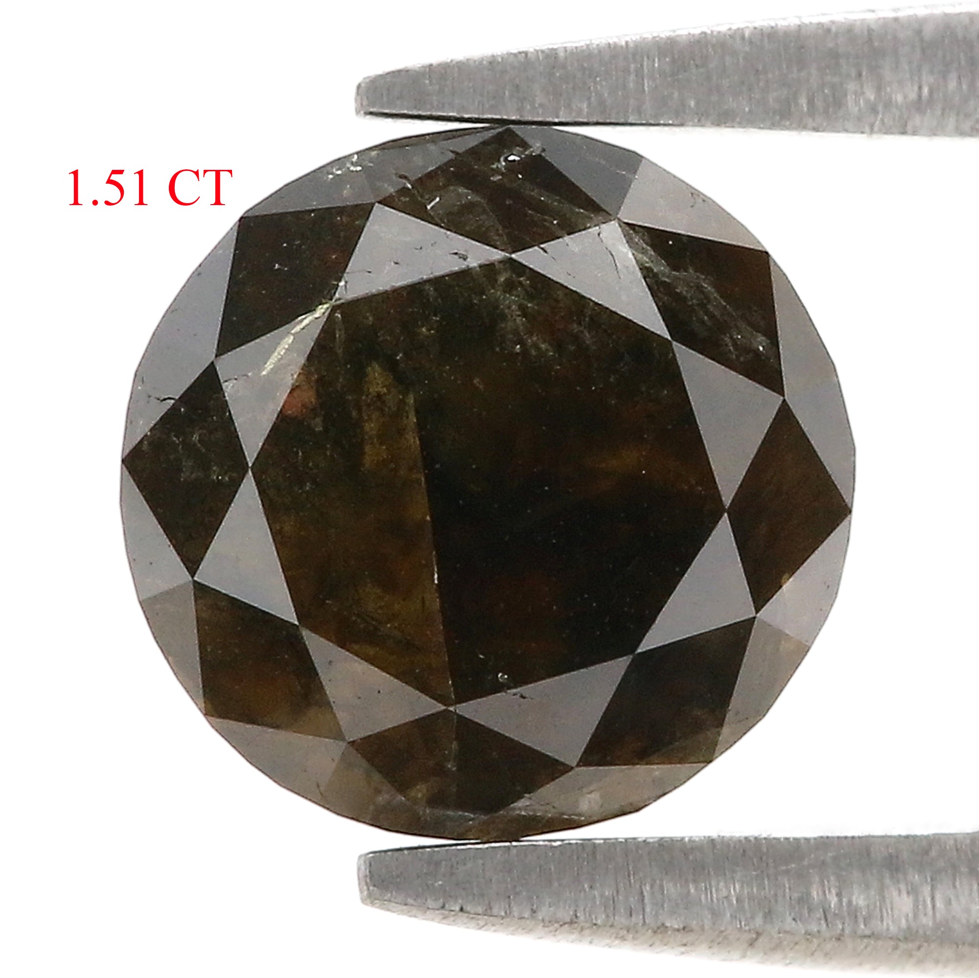 Natural Round Black Color Diamond 1.51 CT Loose Round Rose Cut Brown Color Stone 7.23 MM Rustic Diamond For Custom Engagement Ring L3685