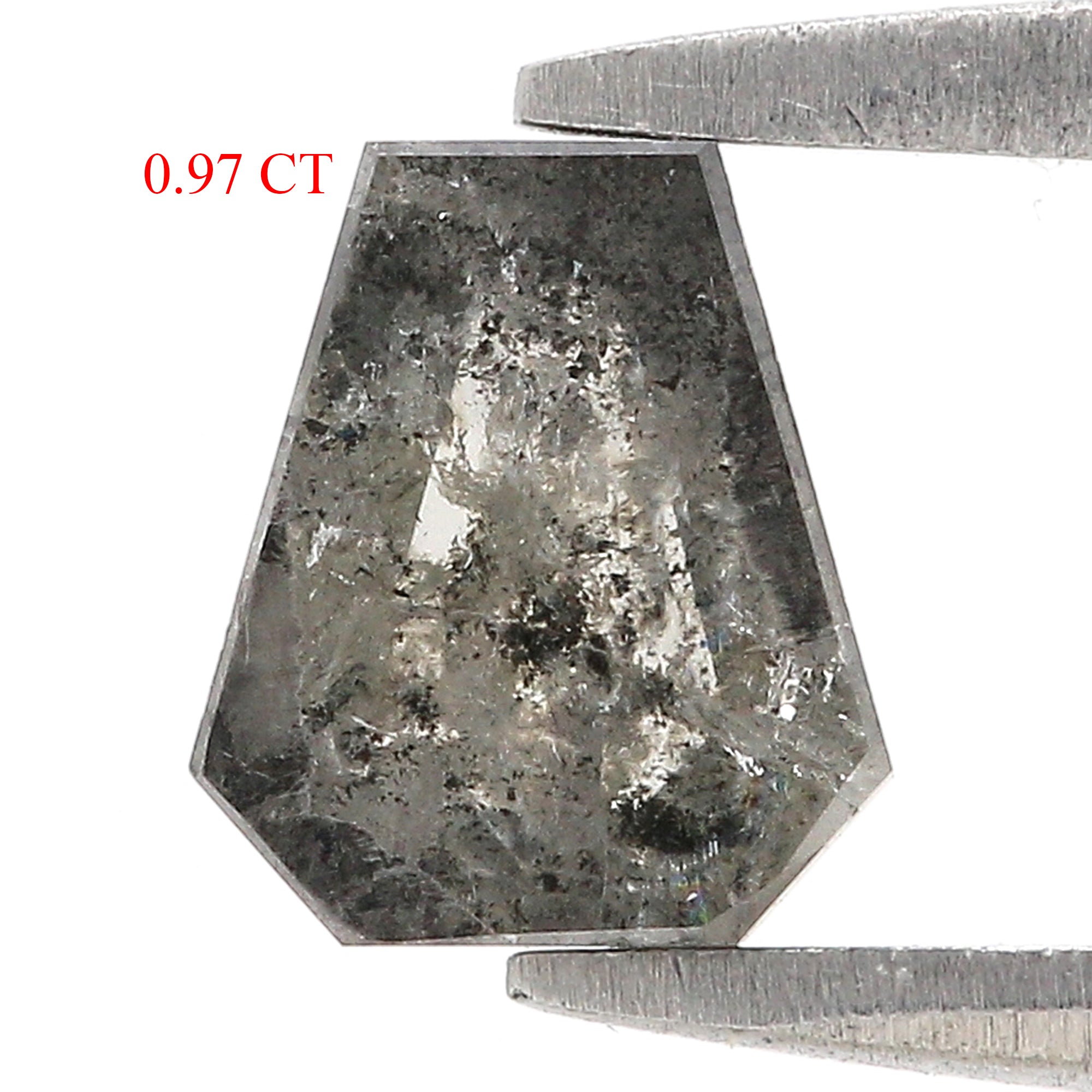 Natural Coffin Salt and Pepper Diamond 0.97 CT Loose Rose Cut Black Grey Color Stone 6.70 MM Rustic Diamond For Custom Engagement Ring L3677