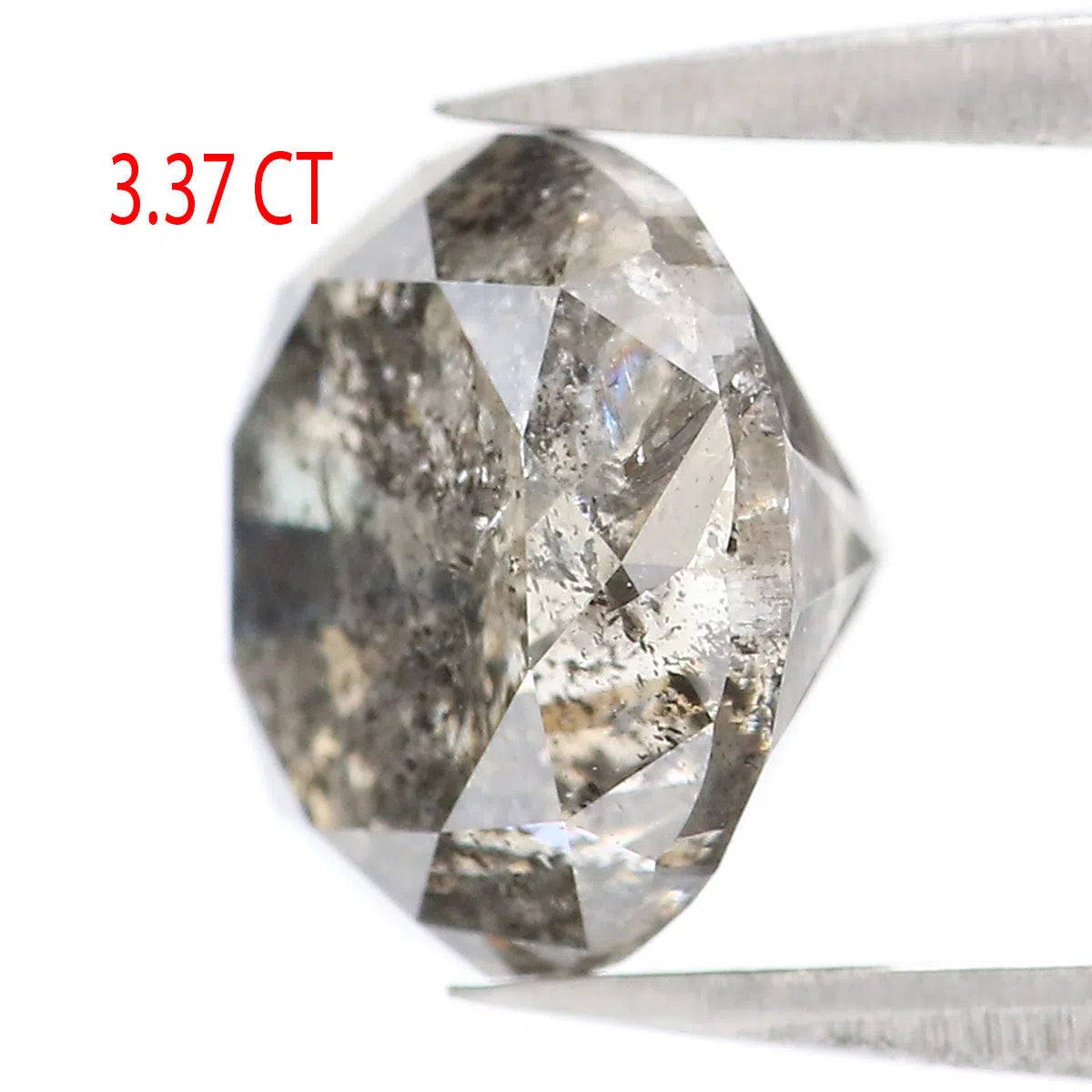 3.37 CT Natural Loose Round Shape Diamond Black Grey Color Round Shape Diamond 8.75 MM Salt And Pepper Round Brilliant Cut Diamond QL2303