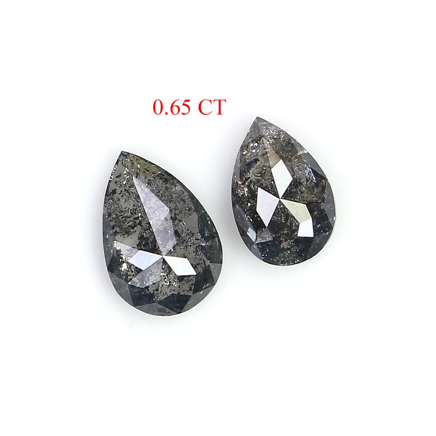 0.65 CT Natural Loose Pear Cut Pair Diamond Salt And Pepper Pear Shape Diamond 5.45 MM Natural Black Grey Color Pear Rose Cut Diamond LQ2456
