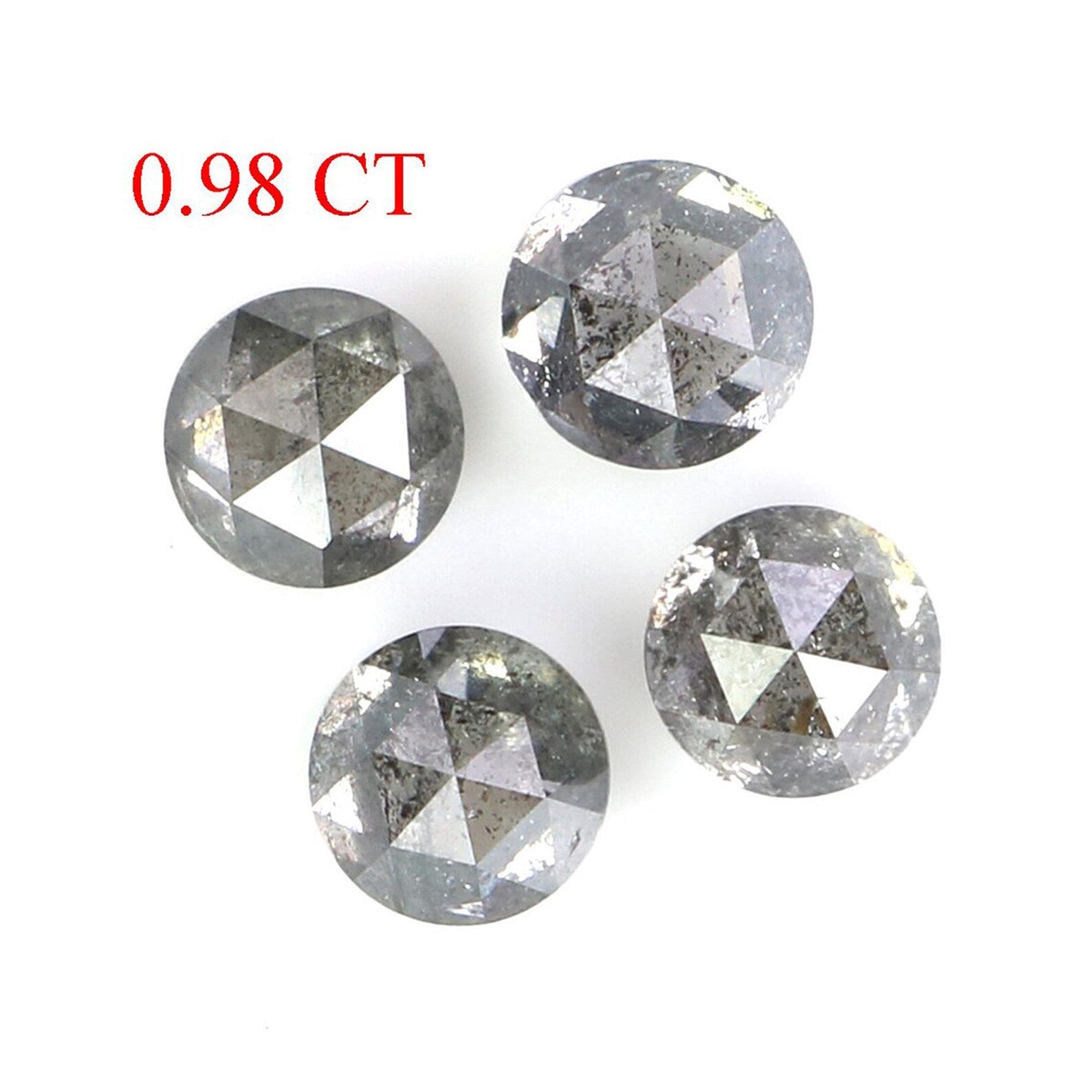 0.98 CT Natural Loose Round Rose Cut Diamond Salt And Pepper Round Diamond 3.65 MM Natural Black Grey Color Round Rose Cut Diamond NQ2317
