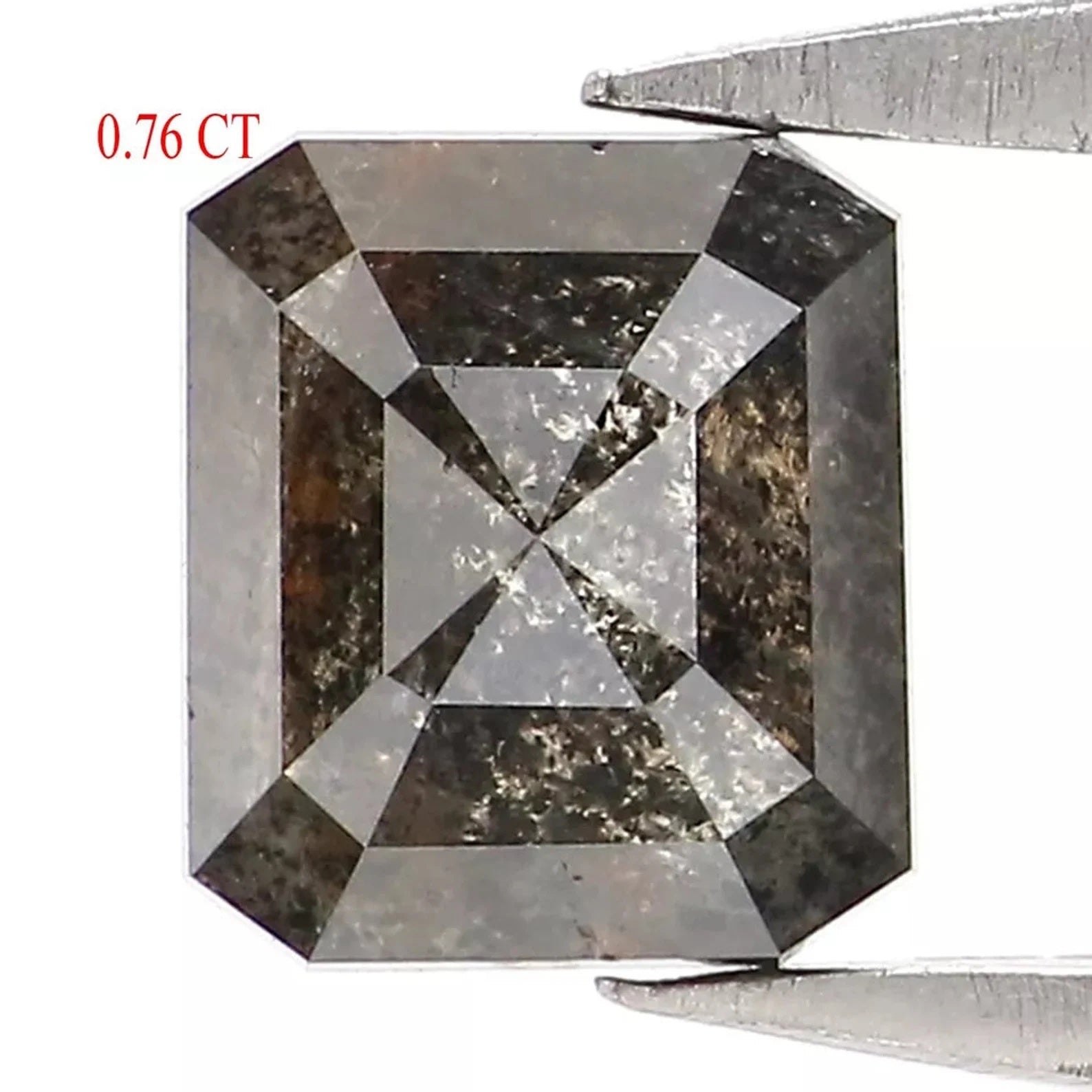 0.76 CT Natural Loose Emerald Shape Diamond Salt And Pepper Diamond 5.35 MM Natural Loose Diamond Black Grey Emerald Rose Cut Diamond NQ7462