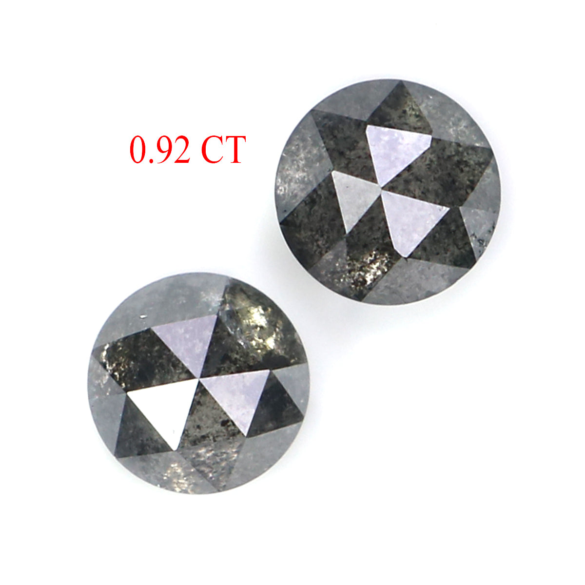 0.92 CT Natural Loose Round Rose Cut Pair Diamond Salt And Pepper Round Shape Diamond 4.45 MM Black Grey Round Shape Rose Cut Diamond LQ2814