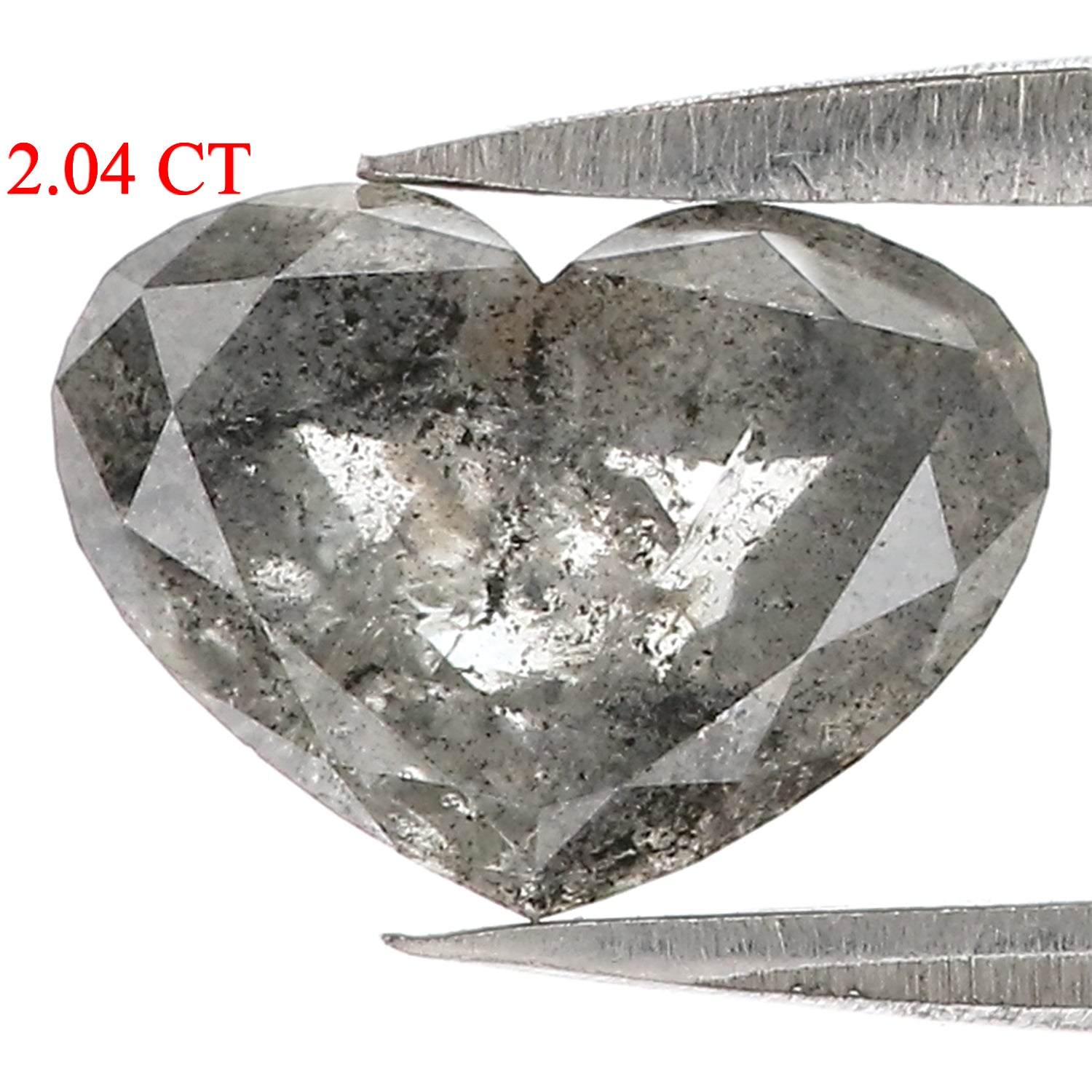 2.04 CT Natural Loose Heart Shape Diamond Salt And Pepper Heart Rose Cut Diamond 9.50 MM Black Grey Color Heart Cut Rose Cut Diamond QL7839