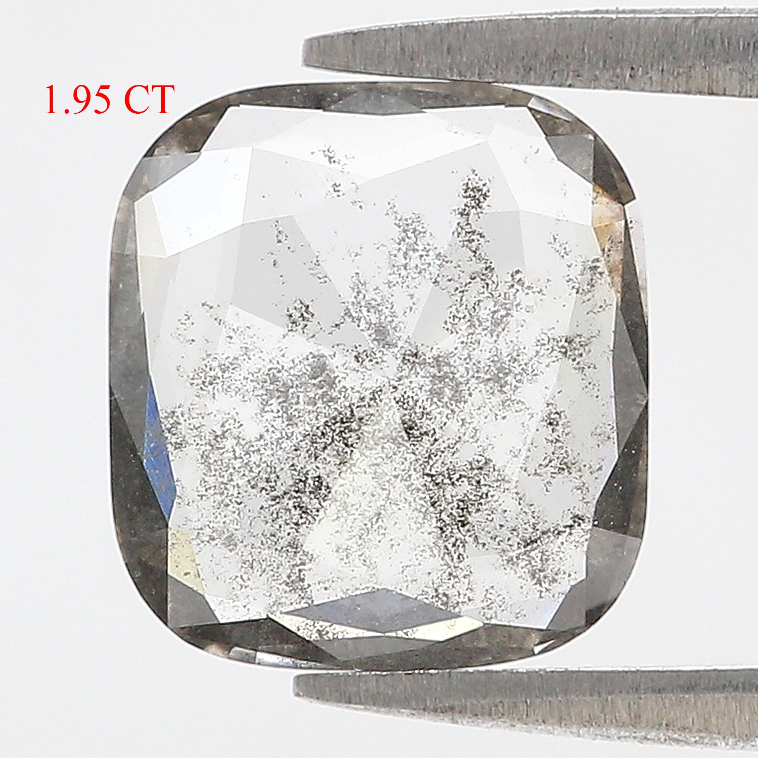 1.95 CT Cushion Rose Cut Salt And Pepper Lab Grown 10.50 MM Loose Diamond CVD Fancy Black Grey Color Lab Created Antique Cut Diamonds L3523