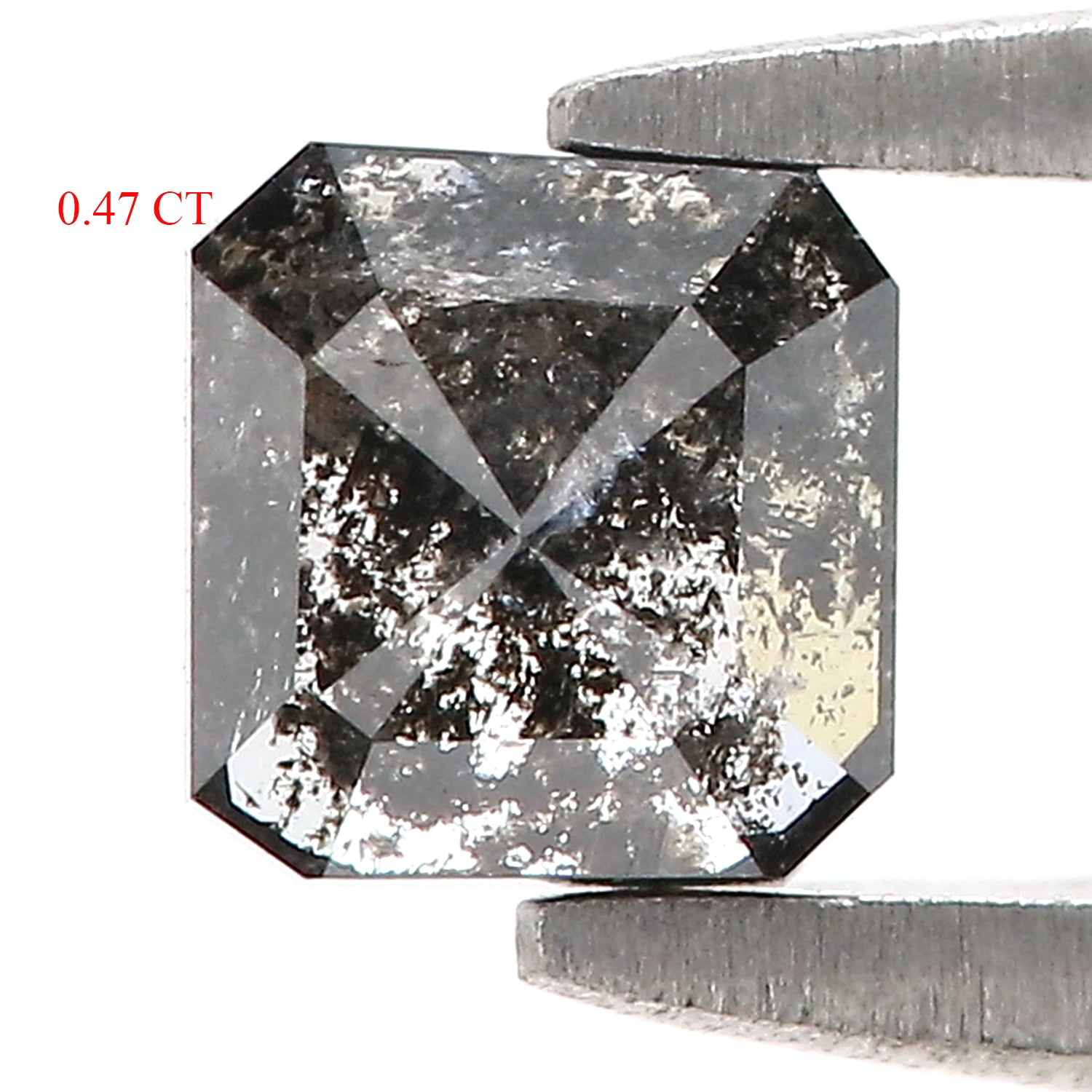 0.47 CT Natural Loose Emerald Shape Diamond Salt And Pepper Emerald Shape Diamond 4.50 MM Black Grey Color Emerald Rose Cut Diamond QL6853