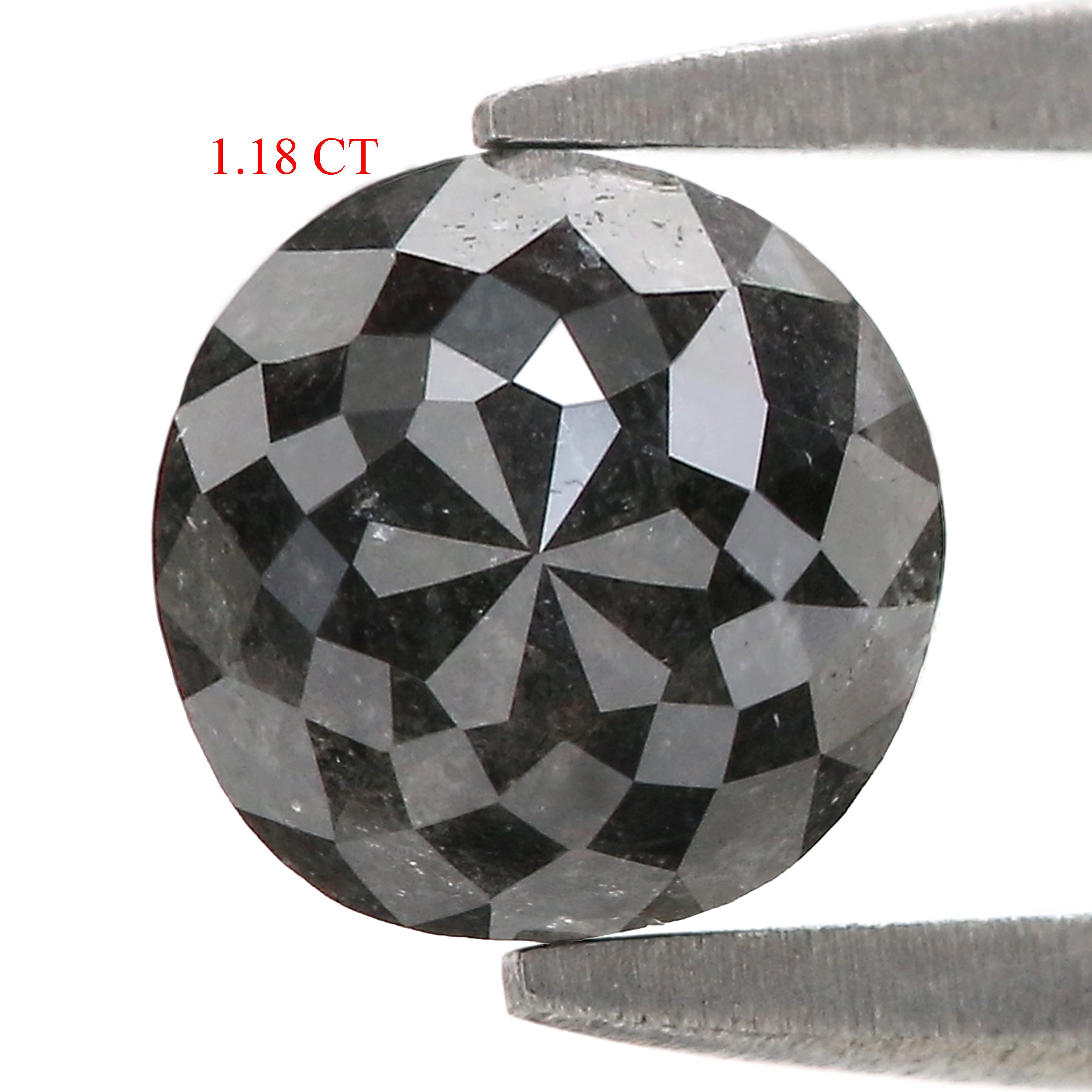 Natural Round Salt and Pepper Diamond 1.18 CT Loose Rose Cut Black Grey Stone 6.03 MM Rustic Diamond For Custom Engagement Ring L3687