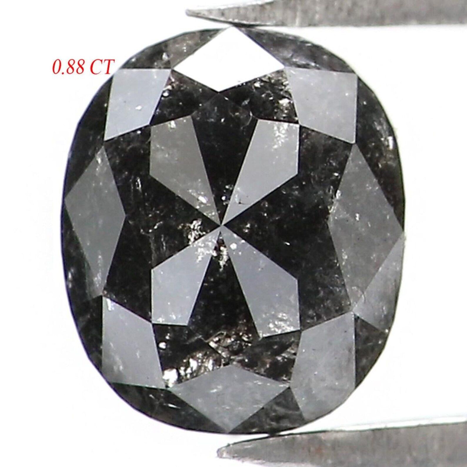 0.88 CT Natural Loose Oval Shape Diamond Salt And Pepper Oval Diamond 5.95 MM Natural Loose Black Grey Color Oval Rose Cut Diamond NQ9443
