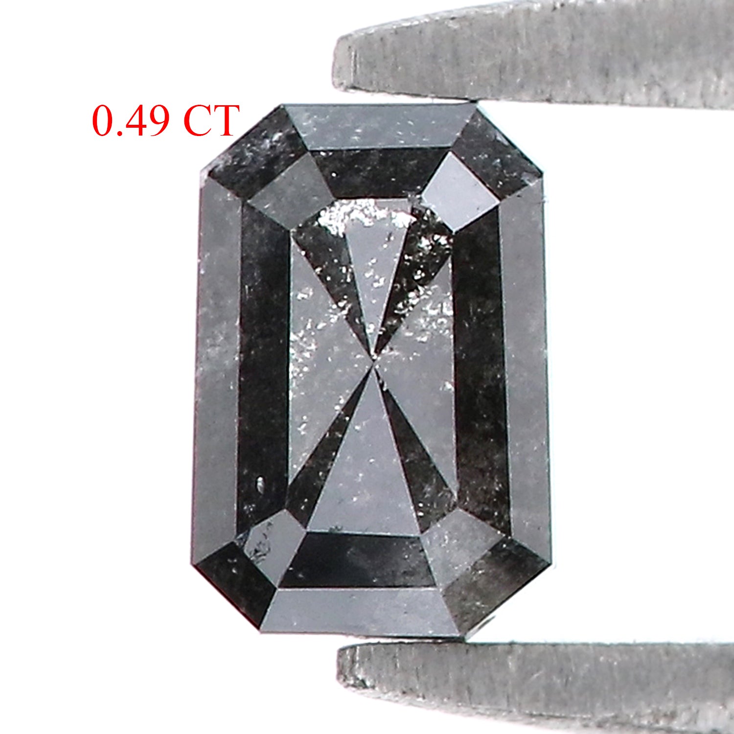 0.49 CT Natural Loose Emerald Shape Diamond Salt And Pepper Emerald Shape Diamond 4.90 MM Black Grey Color Emerald Rose Cut Diamond QL5359