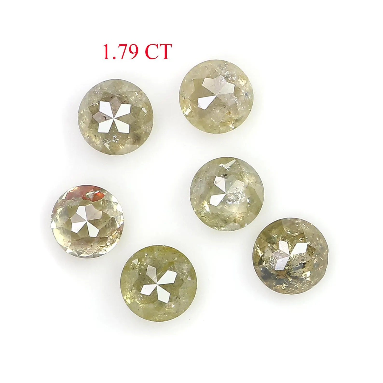 1.79 CT Natural Loose Round Shape Diamond Grey Color Round Diamond 3.70 MM Natural Loose Diamond Yellow Color Round Rose Cut Diamond NQ695