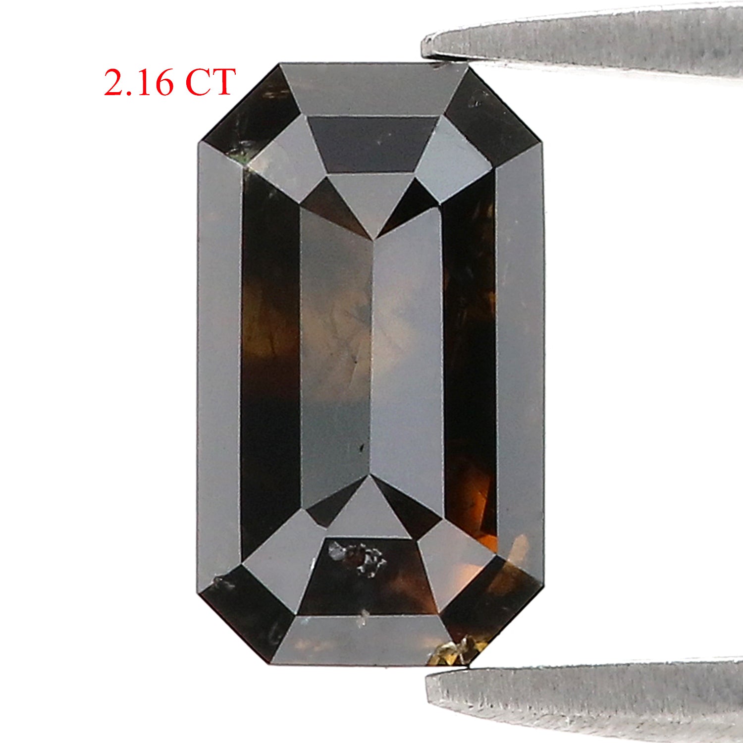 2.16 CT Natural Loose Emerald Shape Diamond Black Color Emerald Cut Diamond 10.10 MM Natural Brown Diamond Emerald Rose Cut Diamond LQ3372
