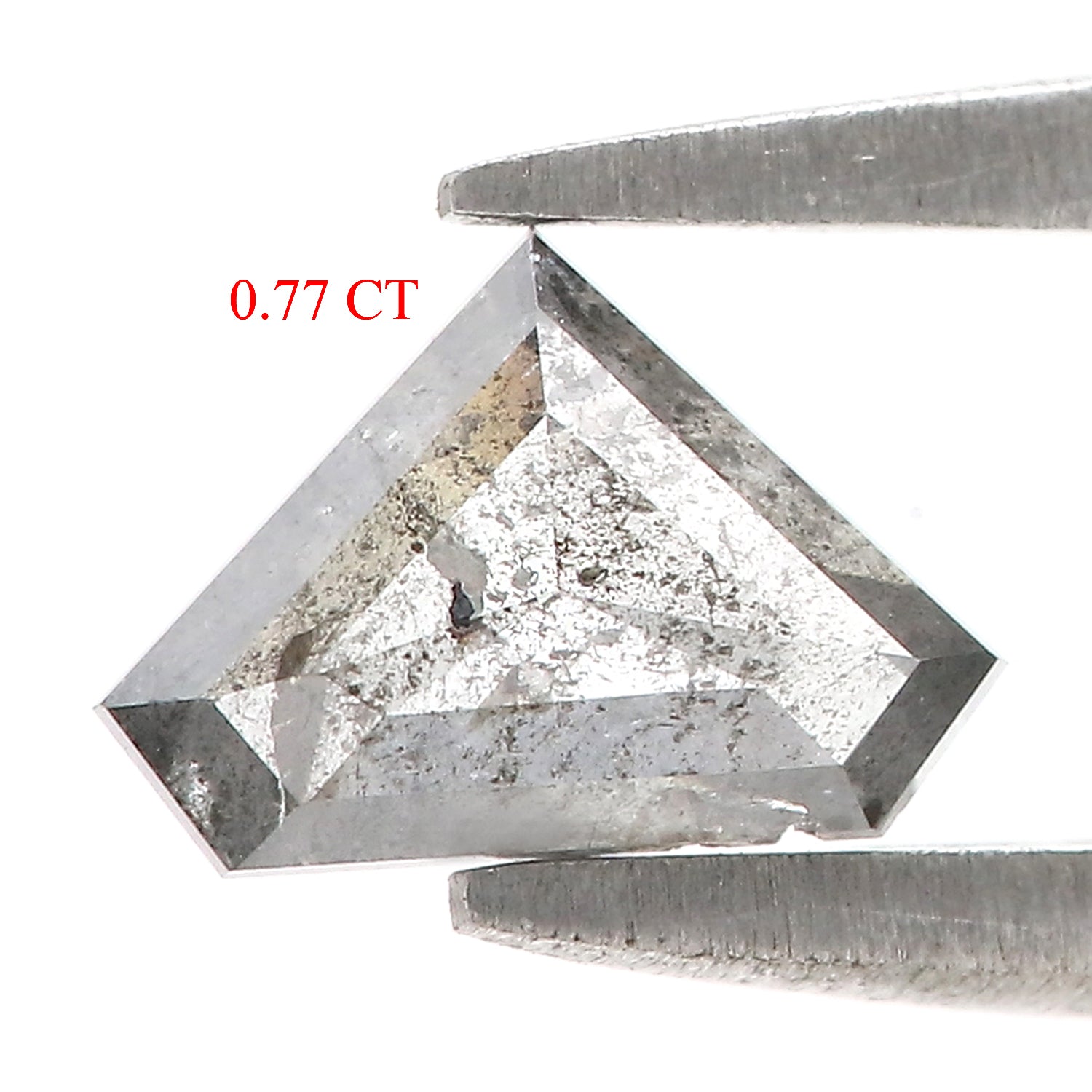 0.77 Ct Natural Loose Shield Shape Diamond Salt And Pepper Shield Cut Diamond 5.25 MM Black Gray Color Shield Shape Rose Cut Diamond QL441