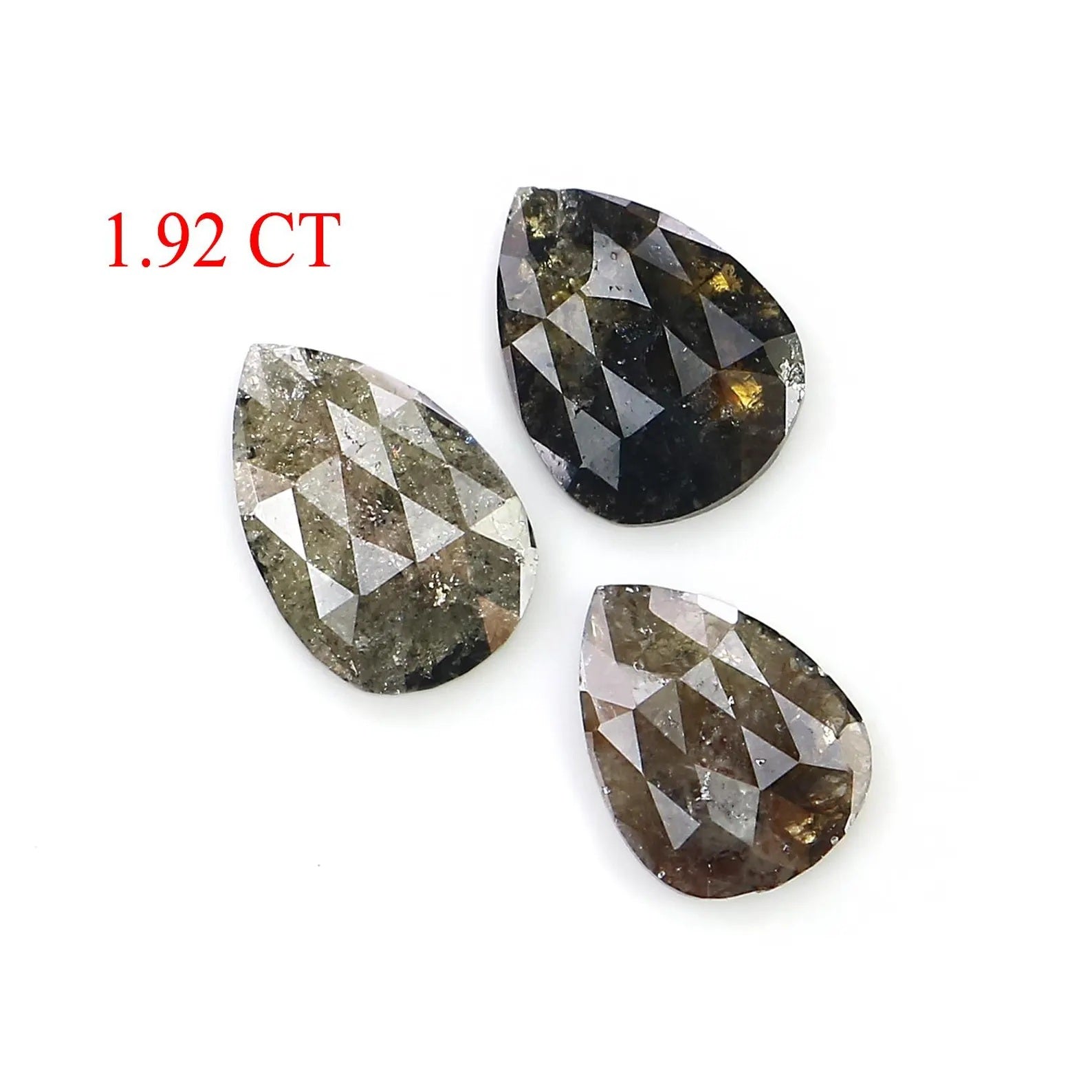 1.92 CT Natural Loose Pear Shape Diamond Salt And Pepper Pear Diamond 8.60 MM Natural Loose Black Grey Color Pear Rose Cut Diamond NQ2551