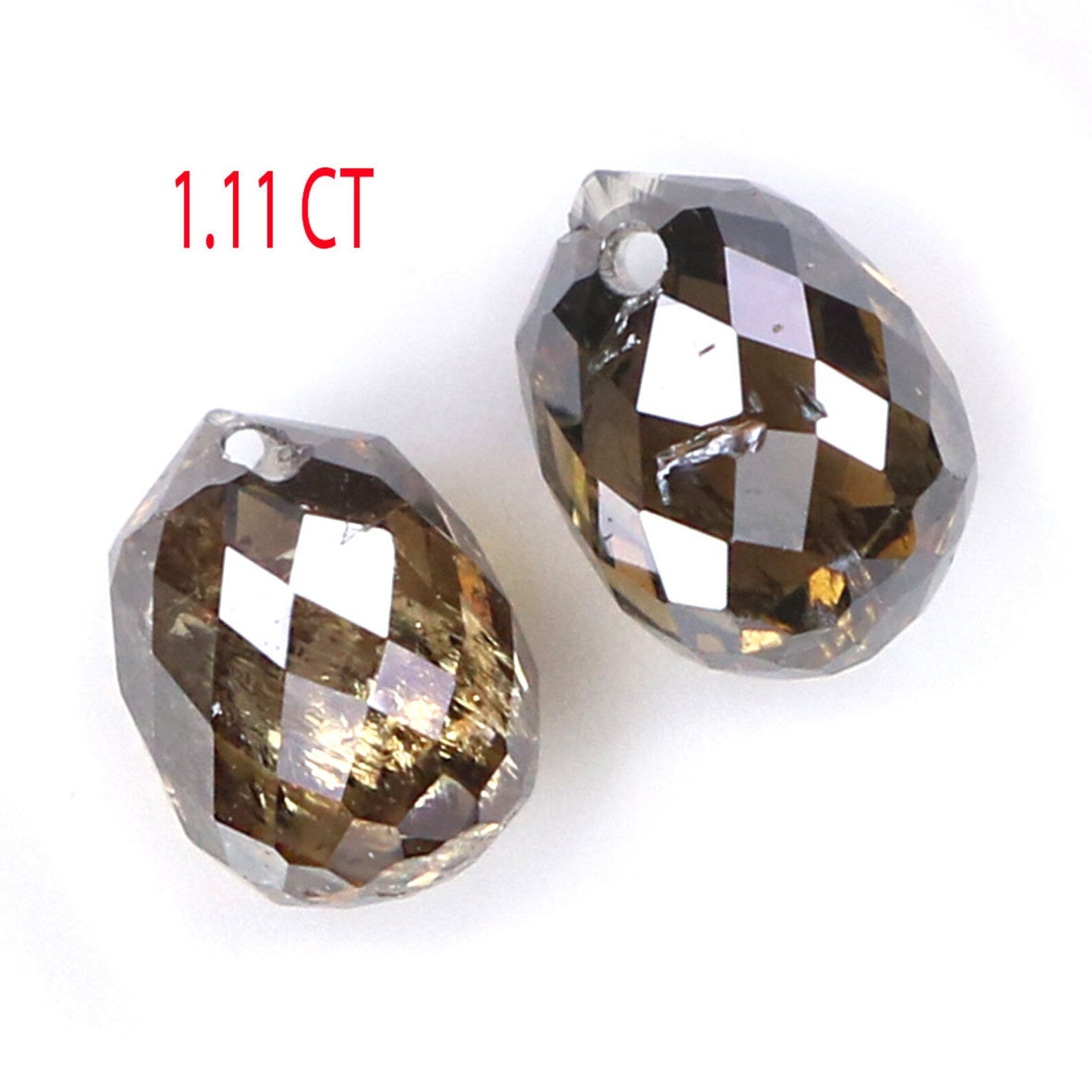 1.11 CT Natural Loose briolette Diamond Brown Color Drop Shape Diamond 4.80 MM Natural Loose Diamond Drop Shape Rose Cut Diamond KDN869