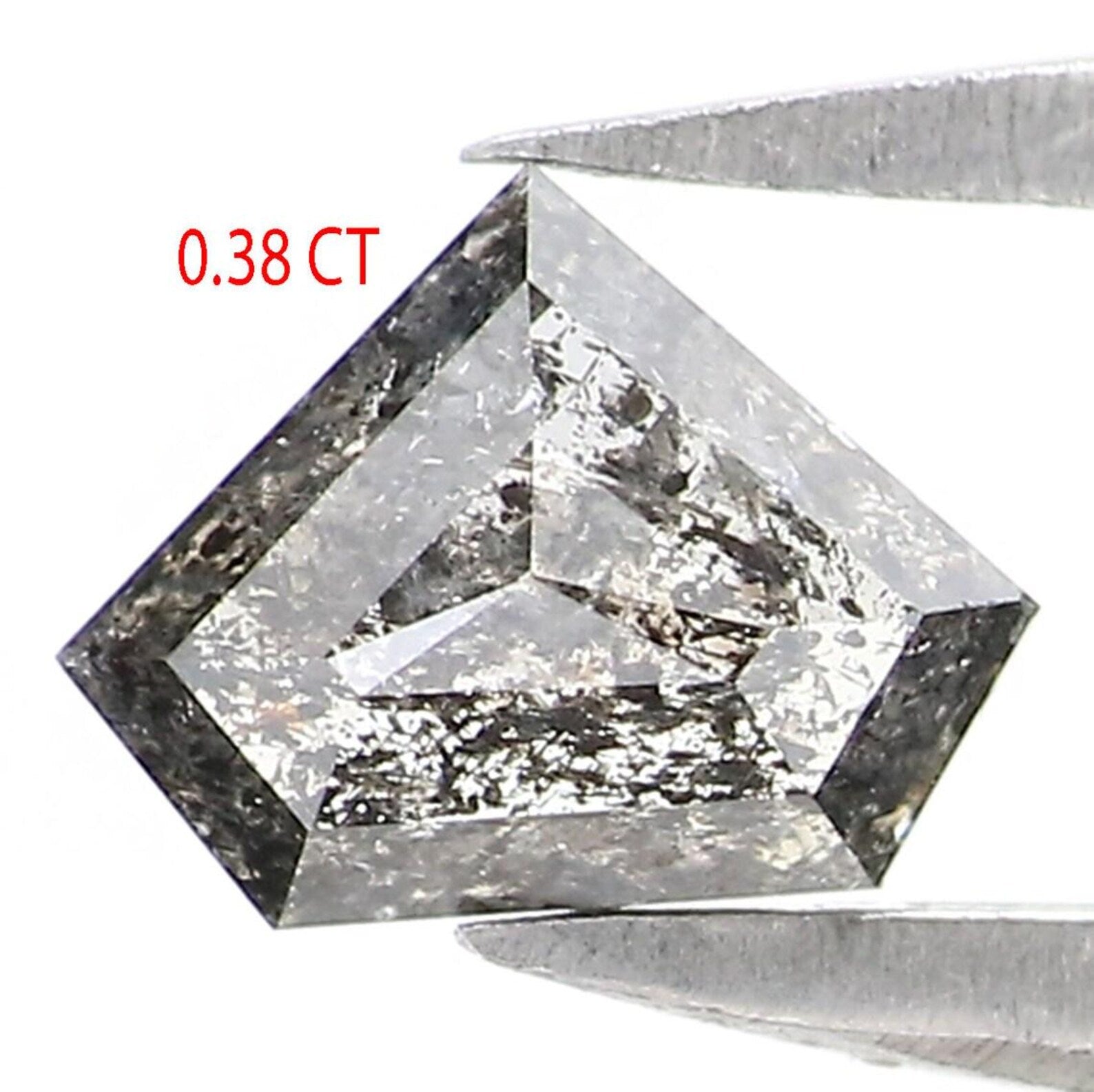 0.38 CT Natural Loose Shield Shape Diamond Salt And Pepper Shield Diamond 4.45 MM Natural Black Grey Color Shield Rose Cut Diamond NQ2174