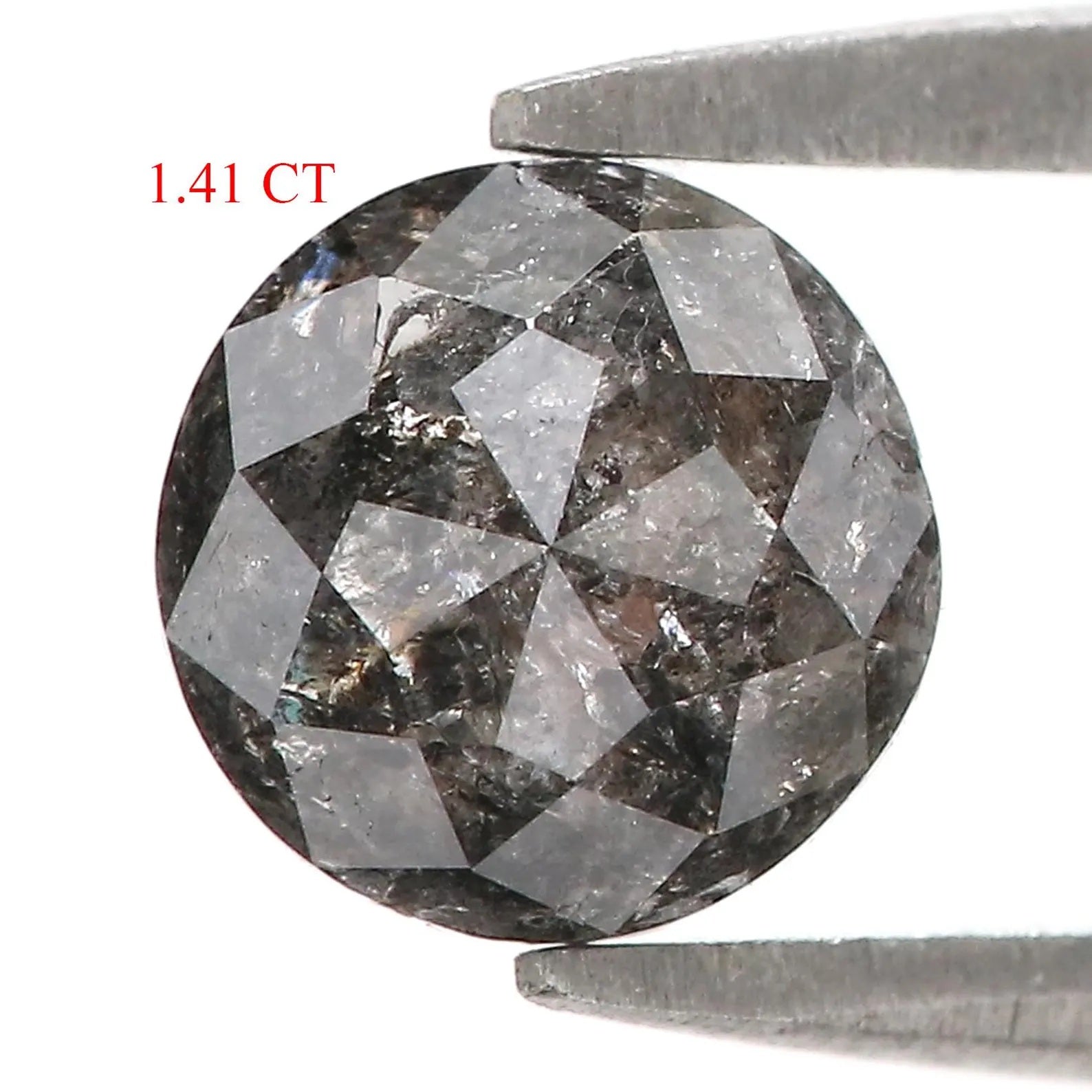 1.41 CT Natural Loose Round Shape Diamond Salt And Pepper Round Cut Diamond 6.60 MM Natural Black Grey Color Round Rose Cut Diamond NQ1222