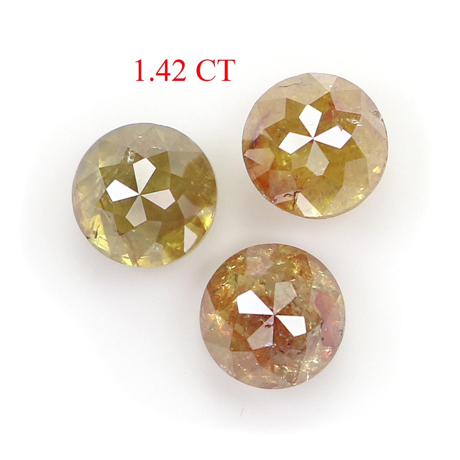 1.42 CT Natural Loose Rose Cut Diamond Yellow Brown Color Round Shape Diamond 4.20 MM Natural Loose Round Rose Cut Shape Diamond NQ428