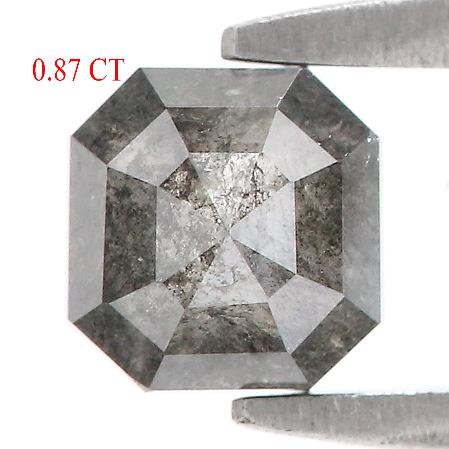 0.87 CT Natural Loose Radiant Shape Diamond Salt And Pepper Radiant Cut Diamond 4.90 MM Natural Black Grey Radiant Rose Cut Diamond LQ5859